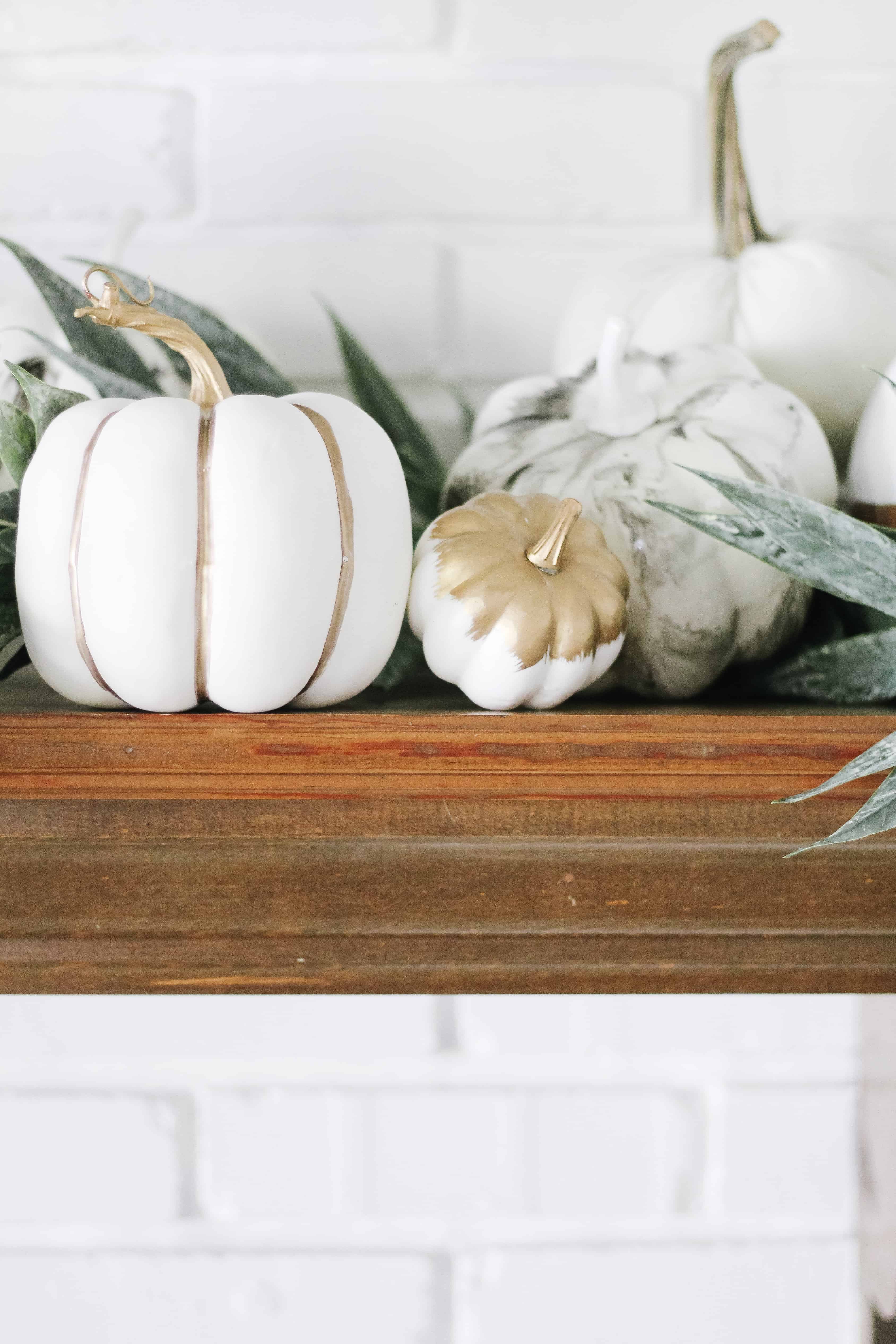 White Pumpkins on mantle