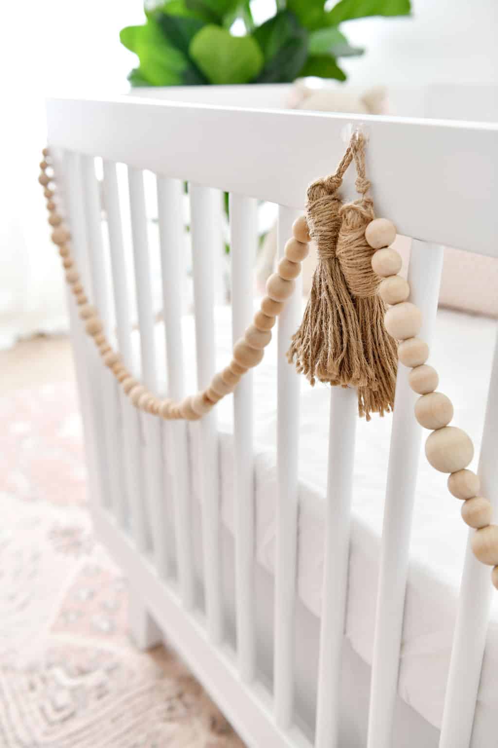 Wood beads on crib