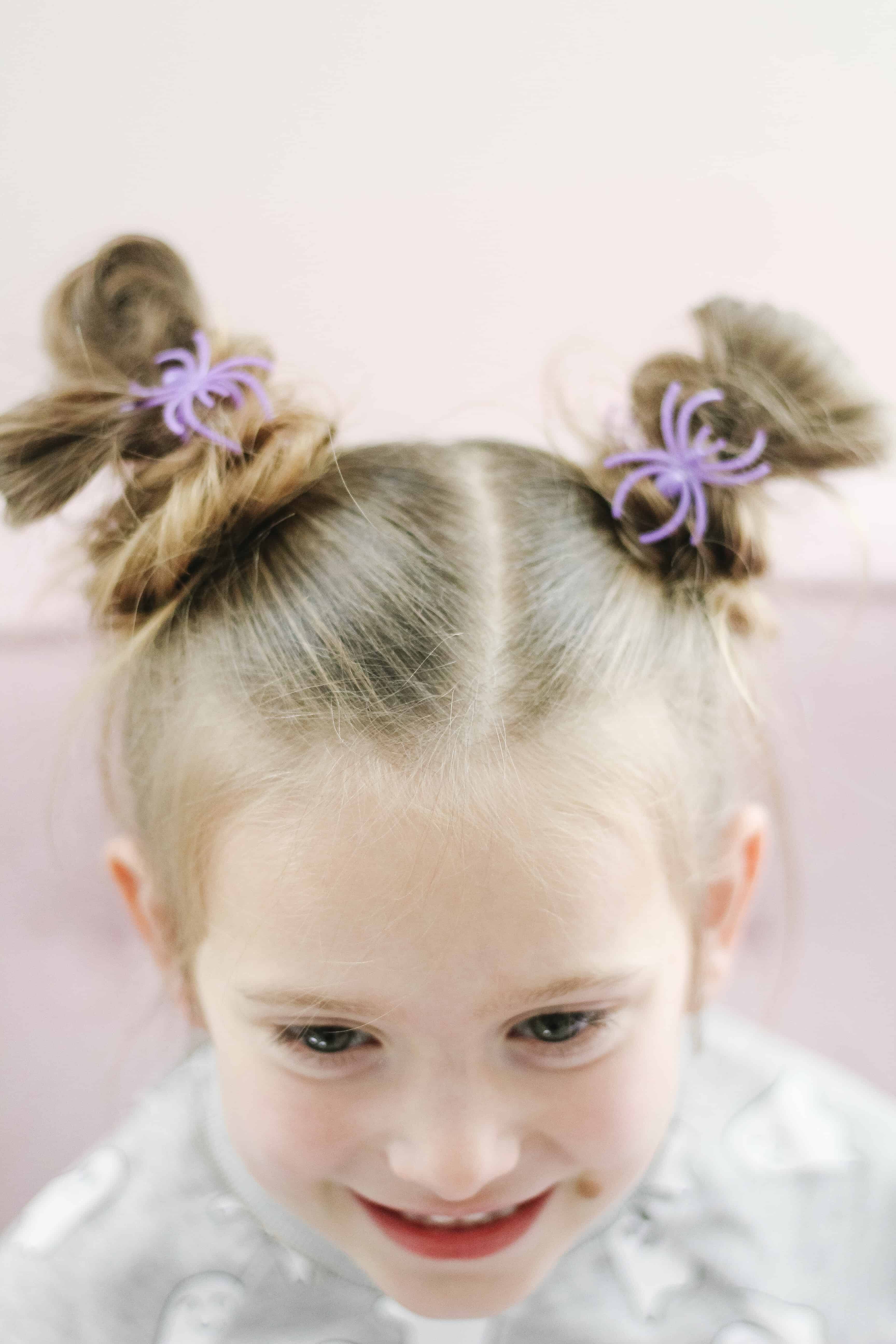 Halloween Piggy Bun hair with spiders