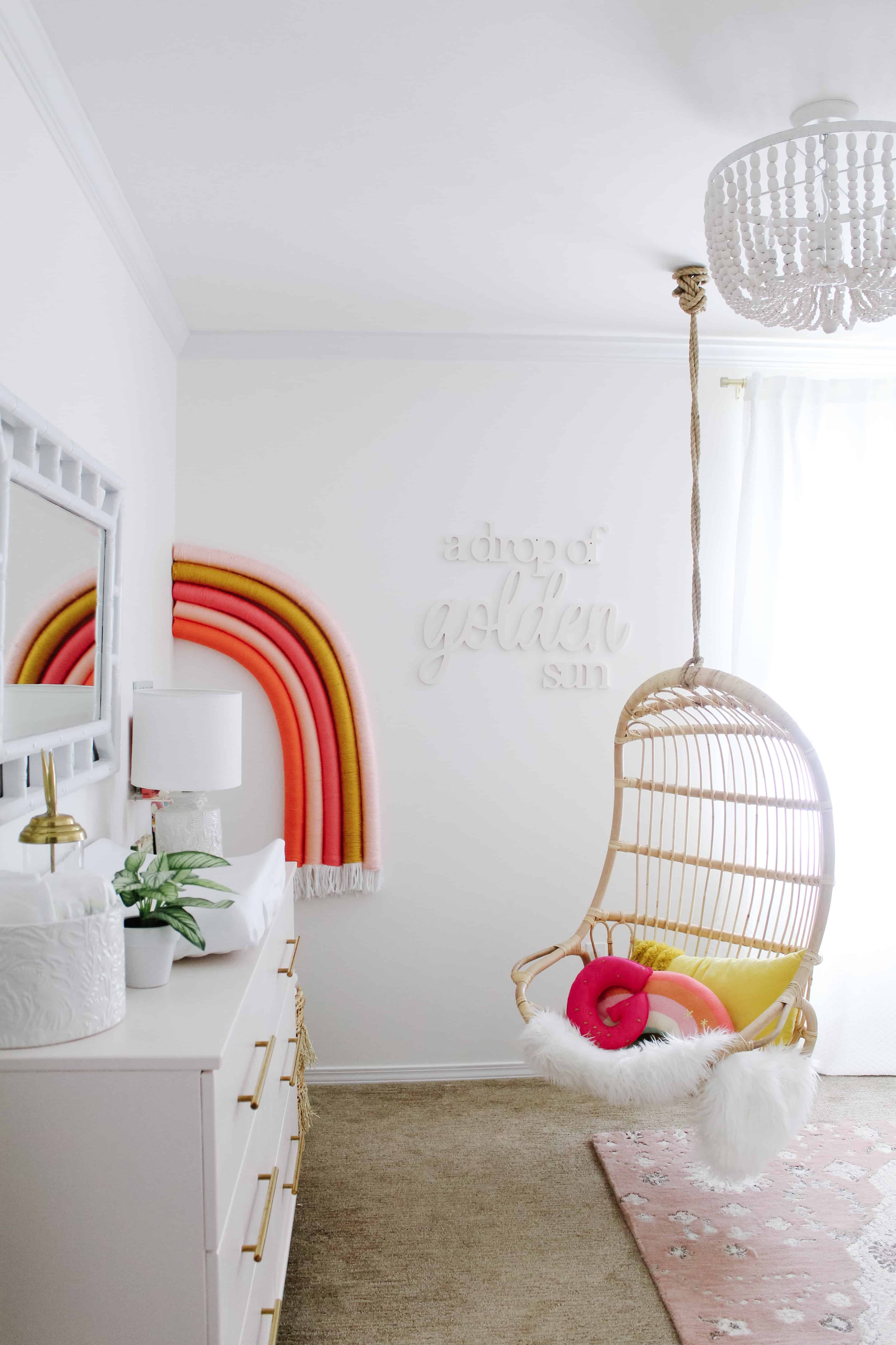 DIY Rainbow Yarn Bedroom Decor (Nursery Decor) Makes One Wall Hanging Clear