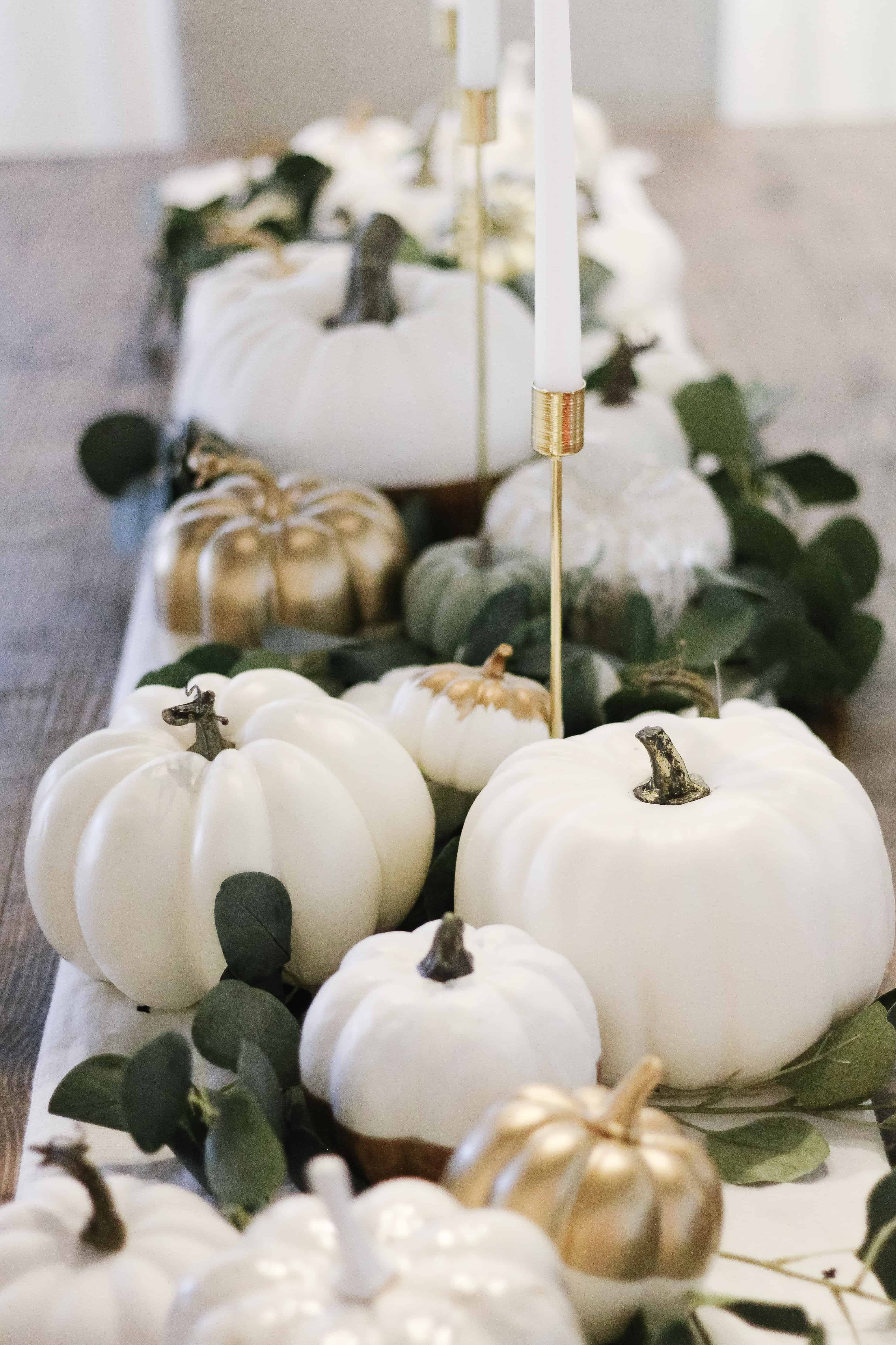 White pumpkin tablescape