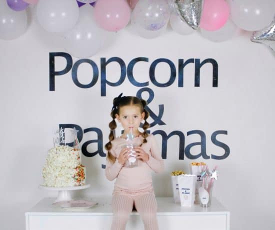 Popcorn and pajamas birthday party