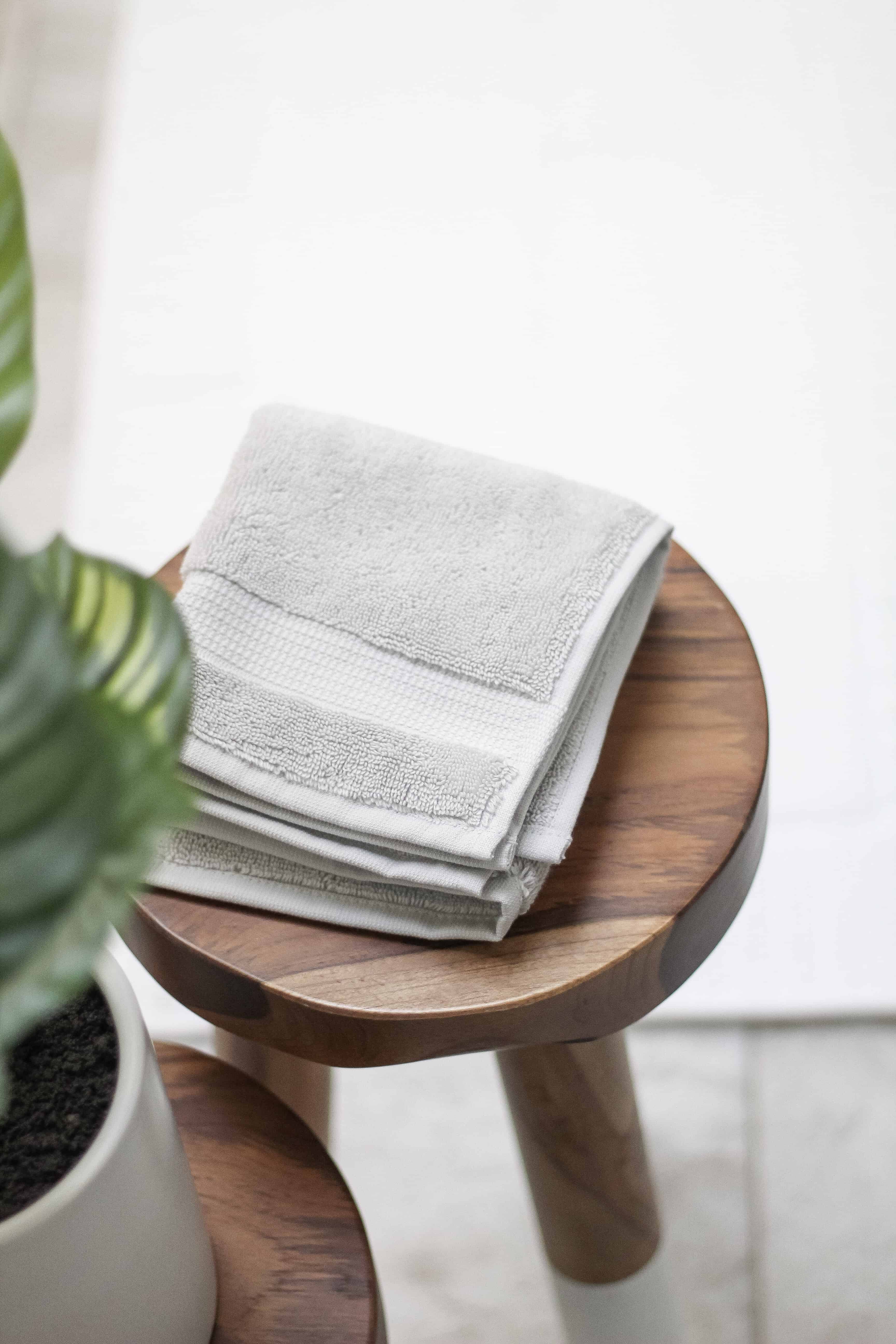 Serena and Lily Dipped Stools with folded washcloths