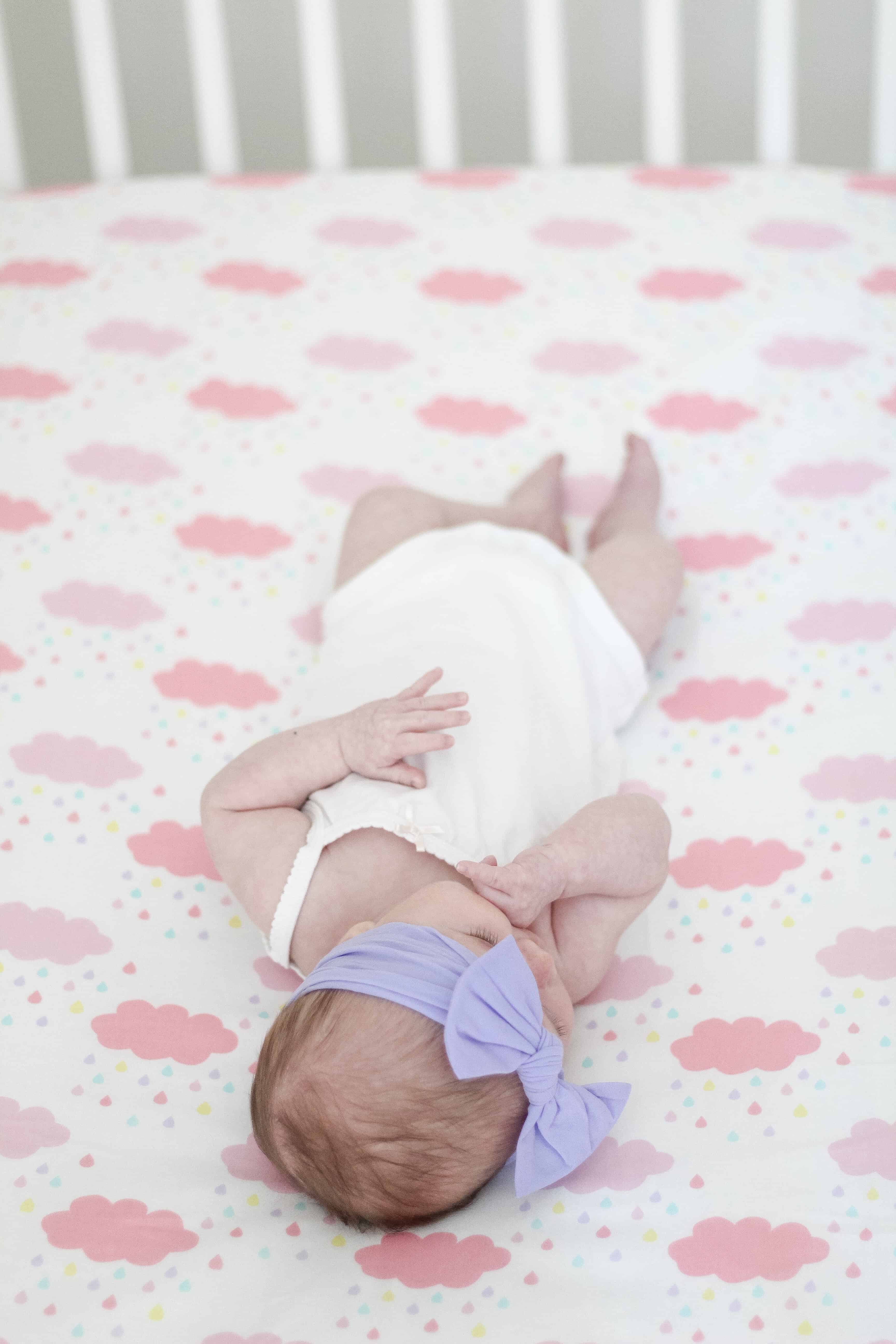 Baby girl on Cloud crib sheet