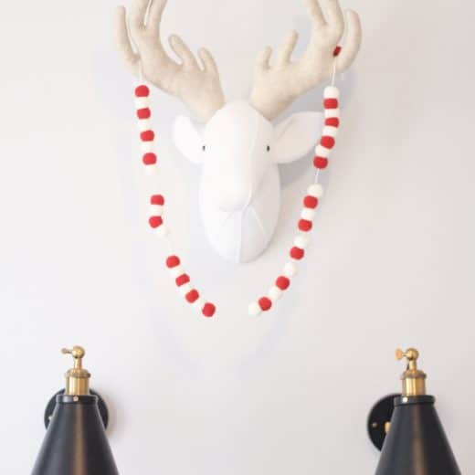 Felt Deer head on wall with Christmas Banner