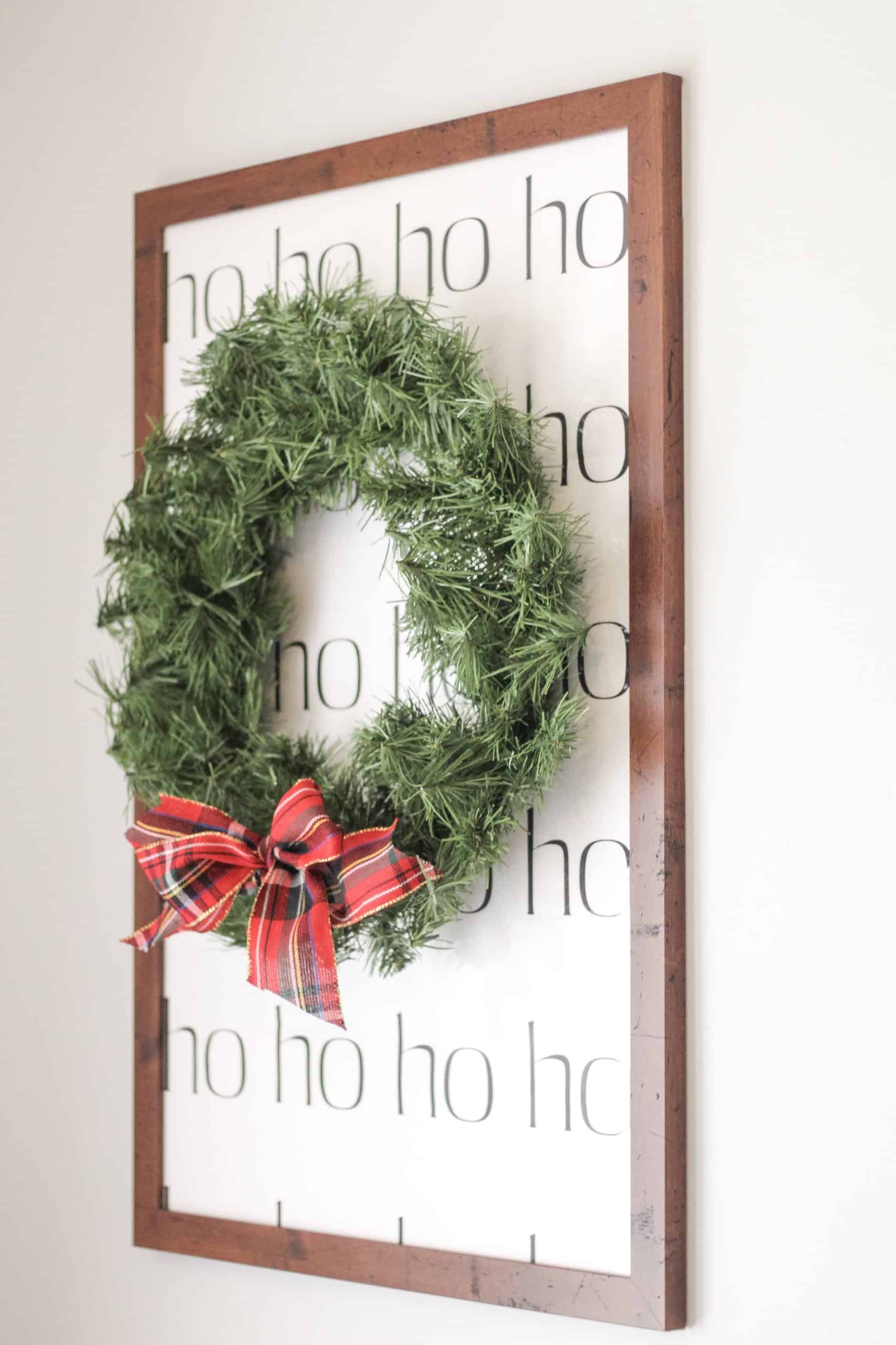 Framed HOHOHO Print with wreath 