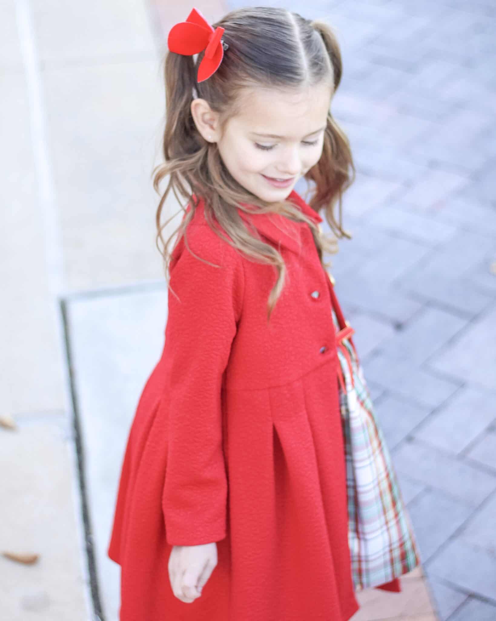 Little Girl in Bonnie Jean Red Coat