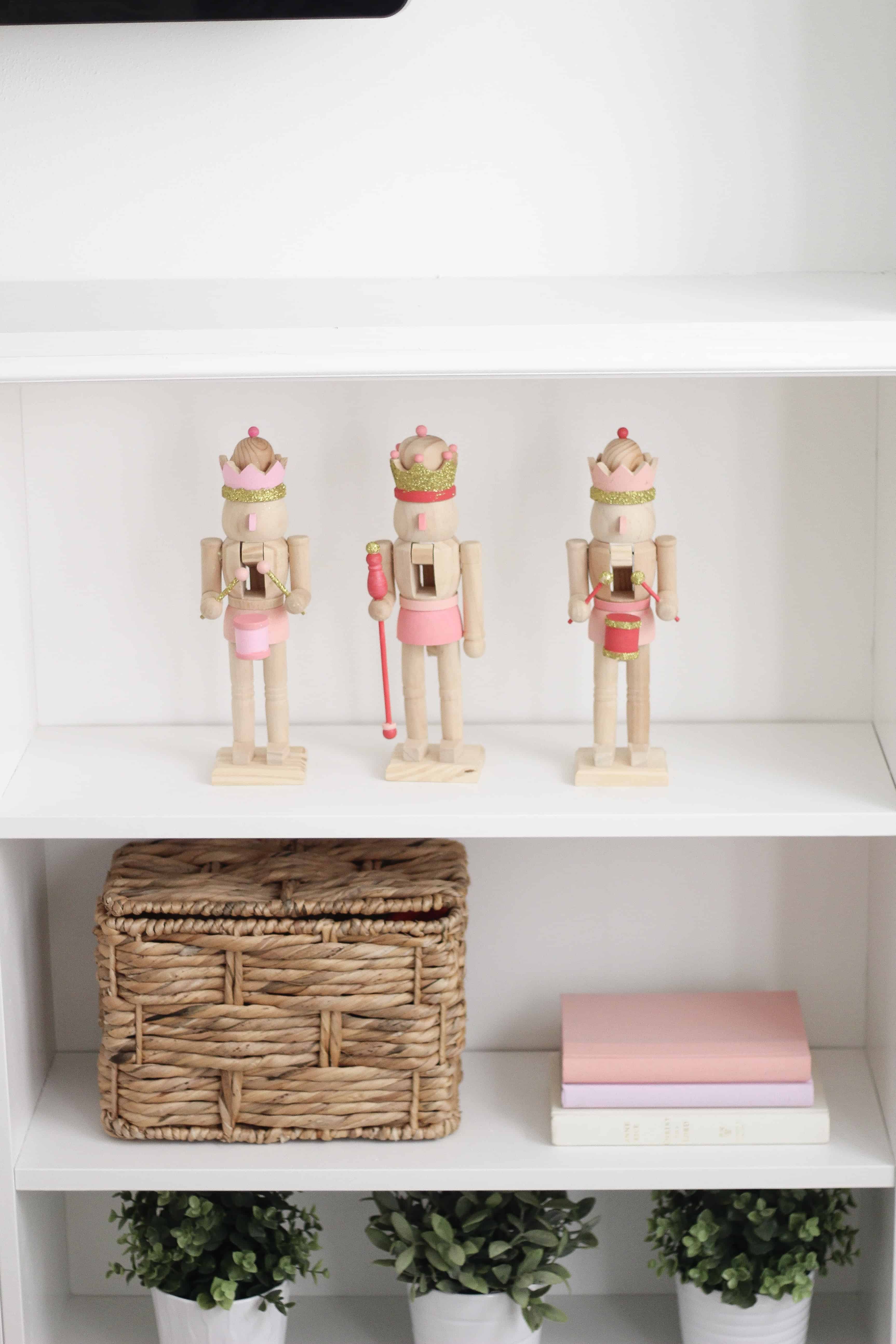 Wood and pink and gold DIY nutcrackers