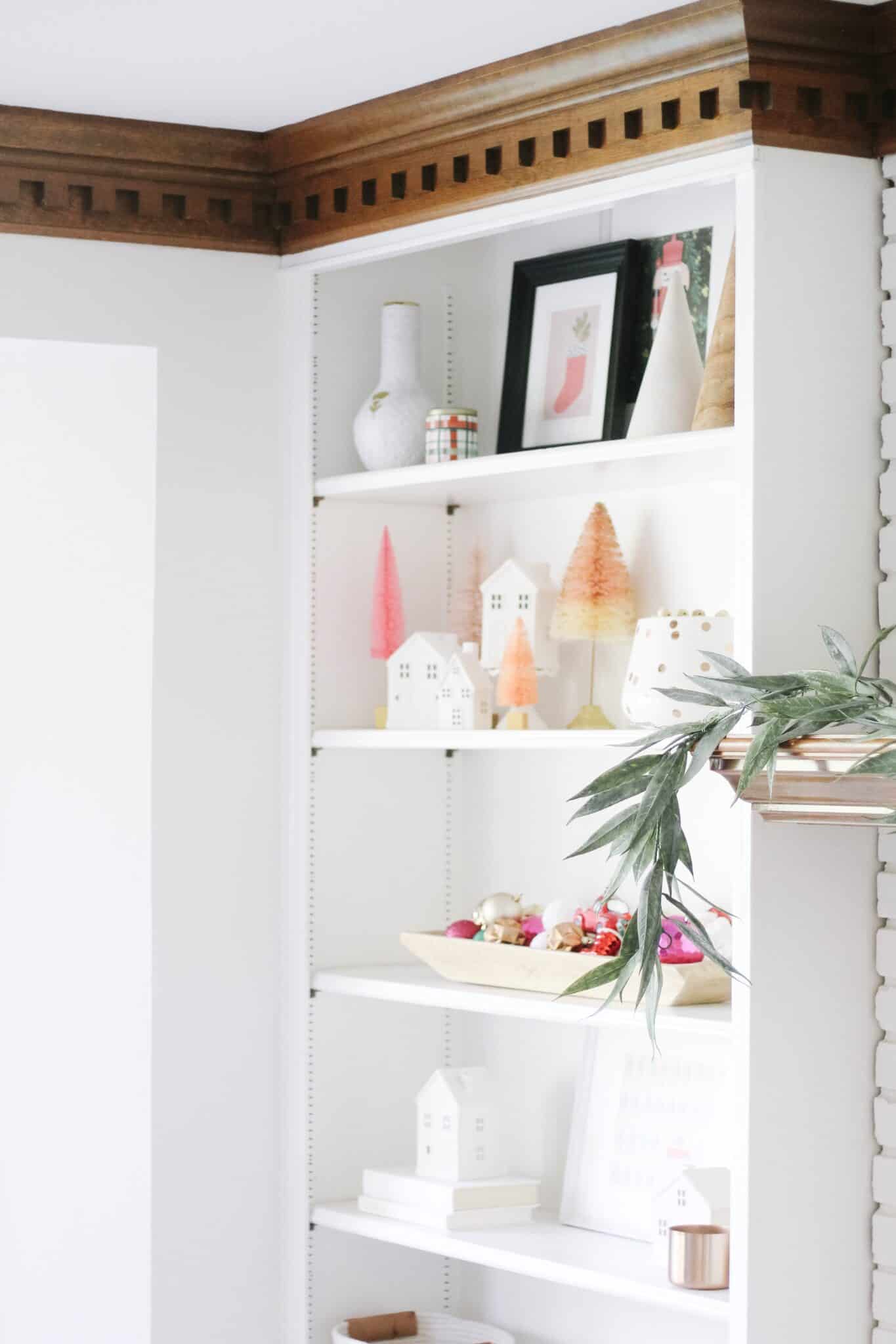 Bright Christmas Decor on Shelving