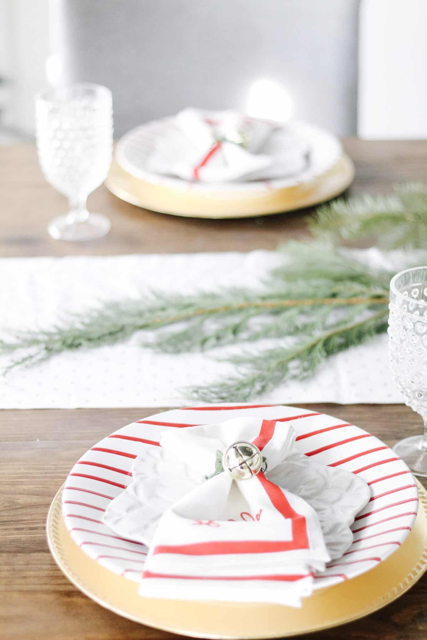 Candy Cane inspired Dining Room Table Decor