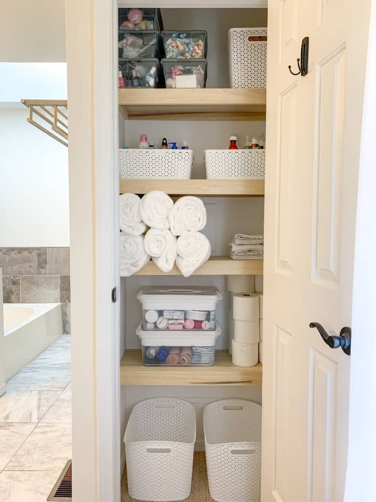 organized linen closet