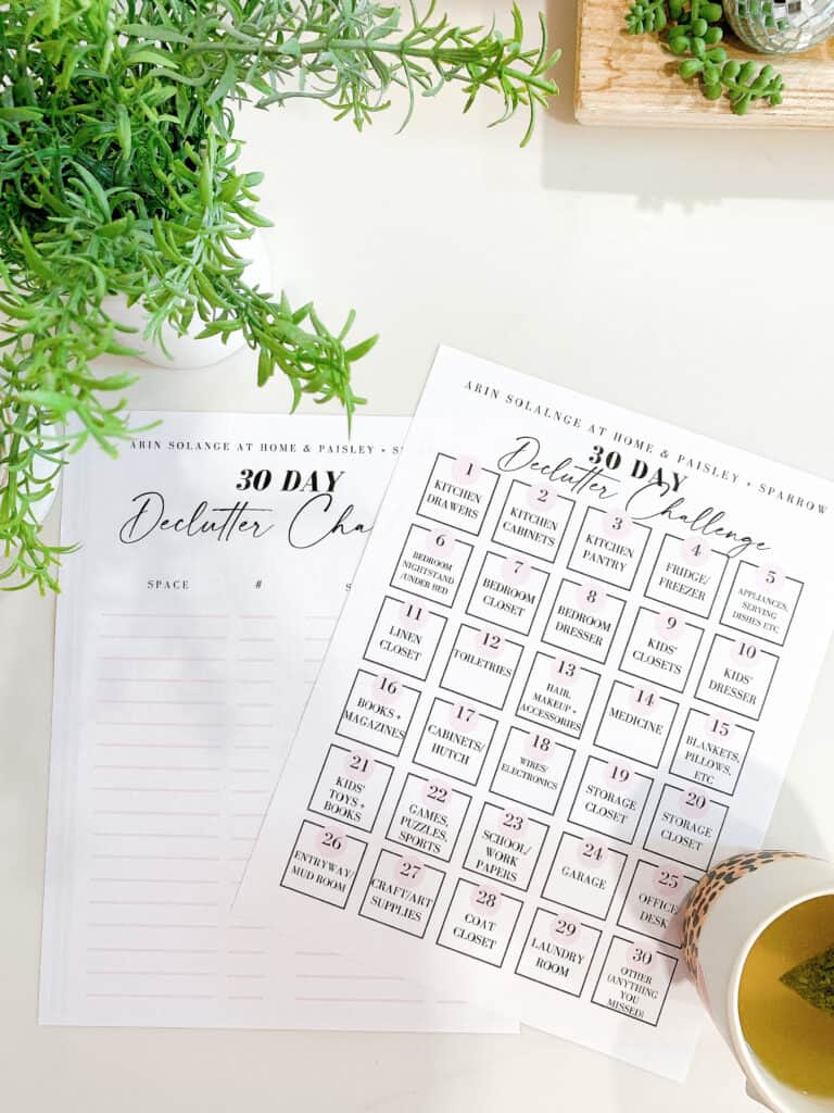 30 day declutter your home challenge worksheets