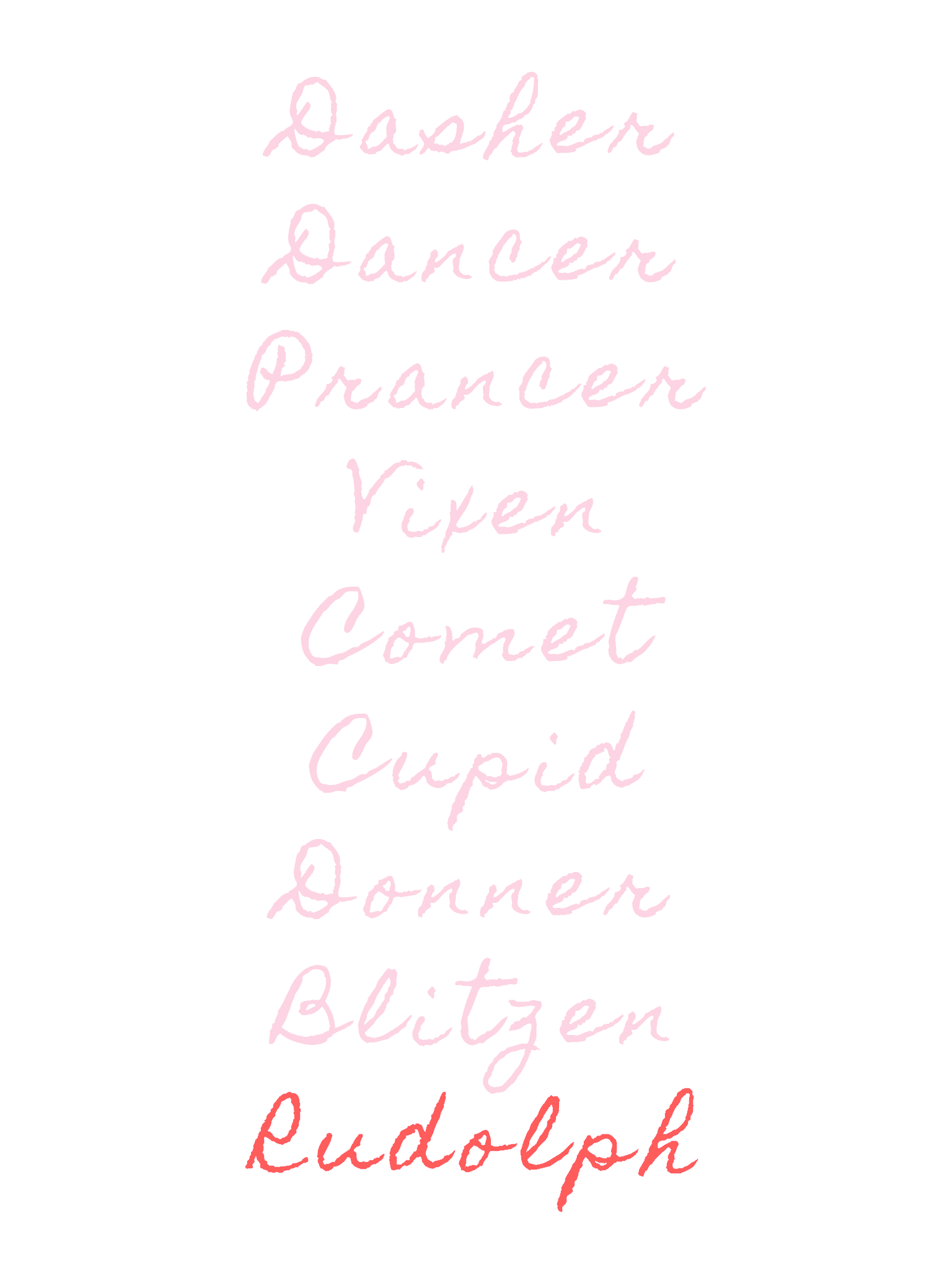 reindeer names in pink and red