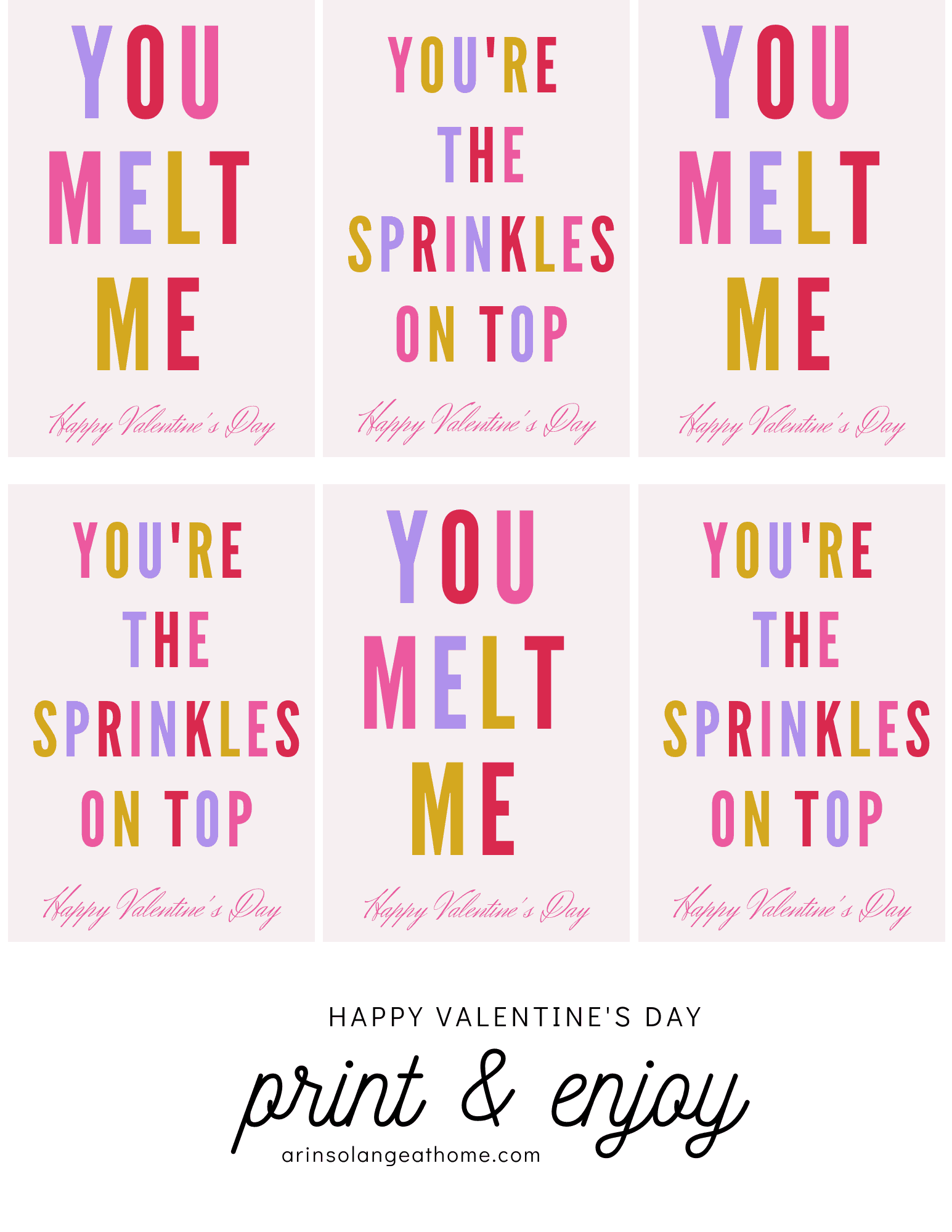 free printable Ice Cream valentines 