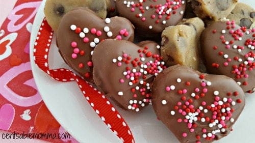 chocolate covered cookie Dough hearts