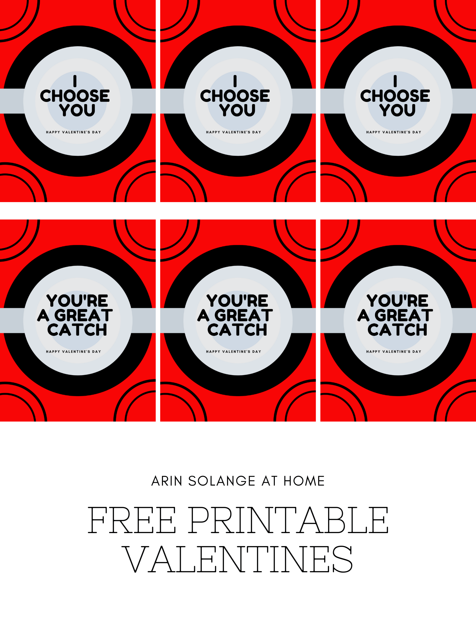 Free printable Pokemon Valentines