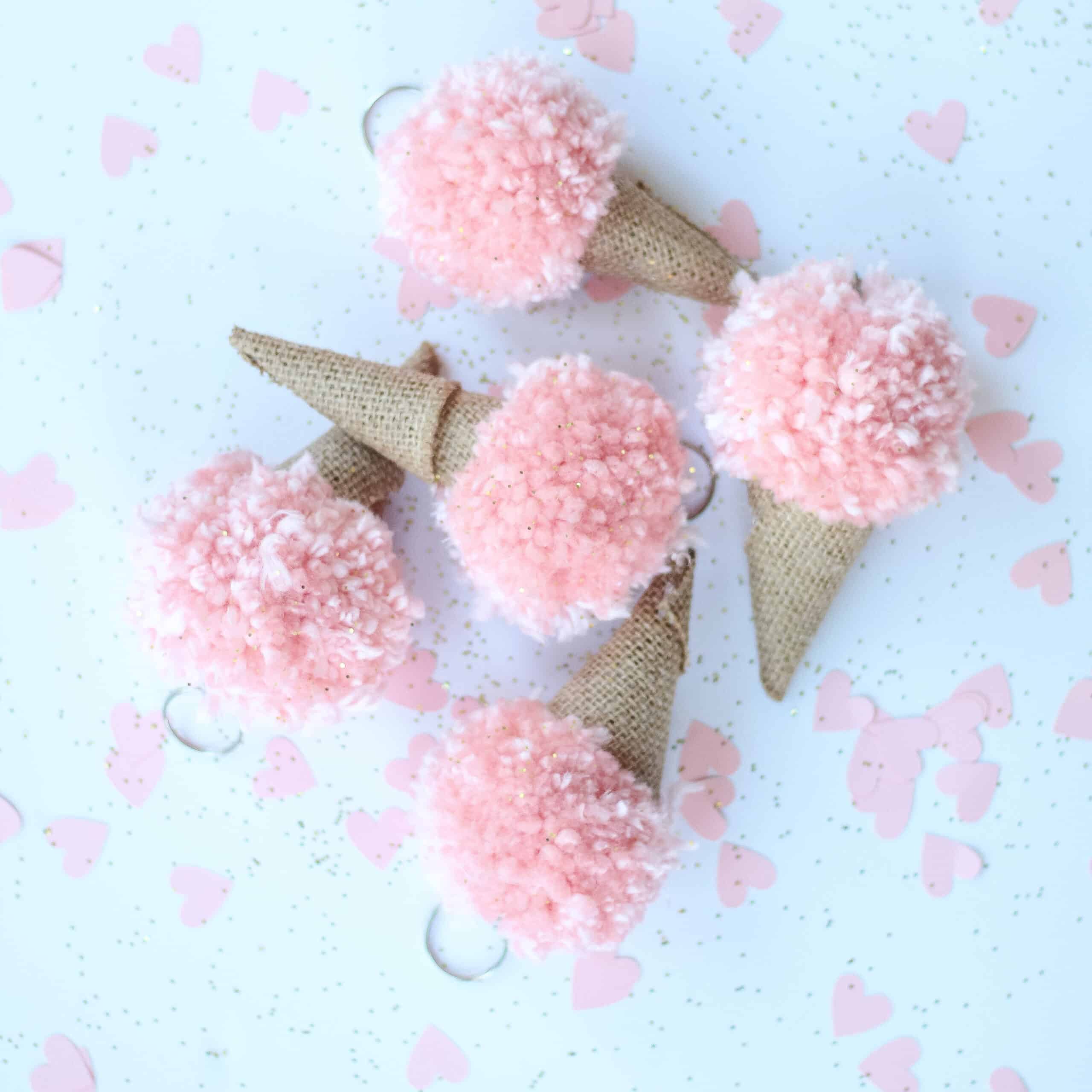 DIY Pom Pom Ice-cream cones