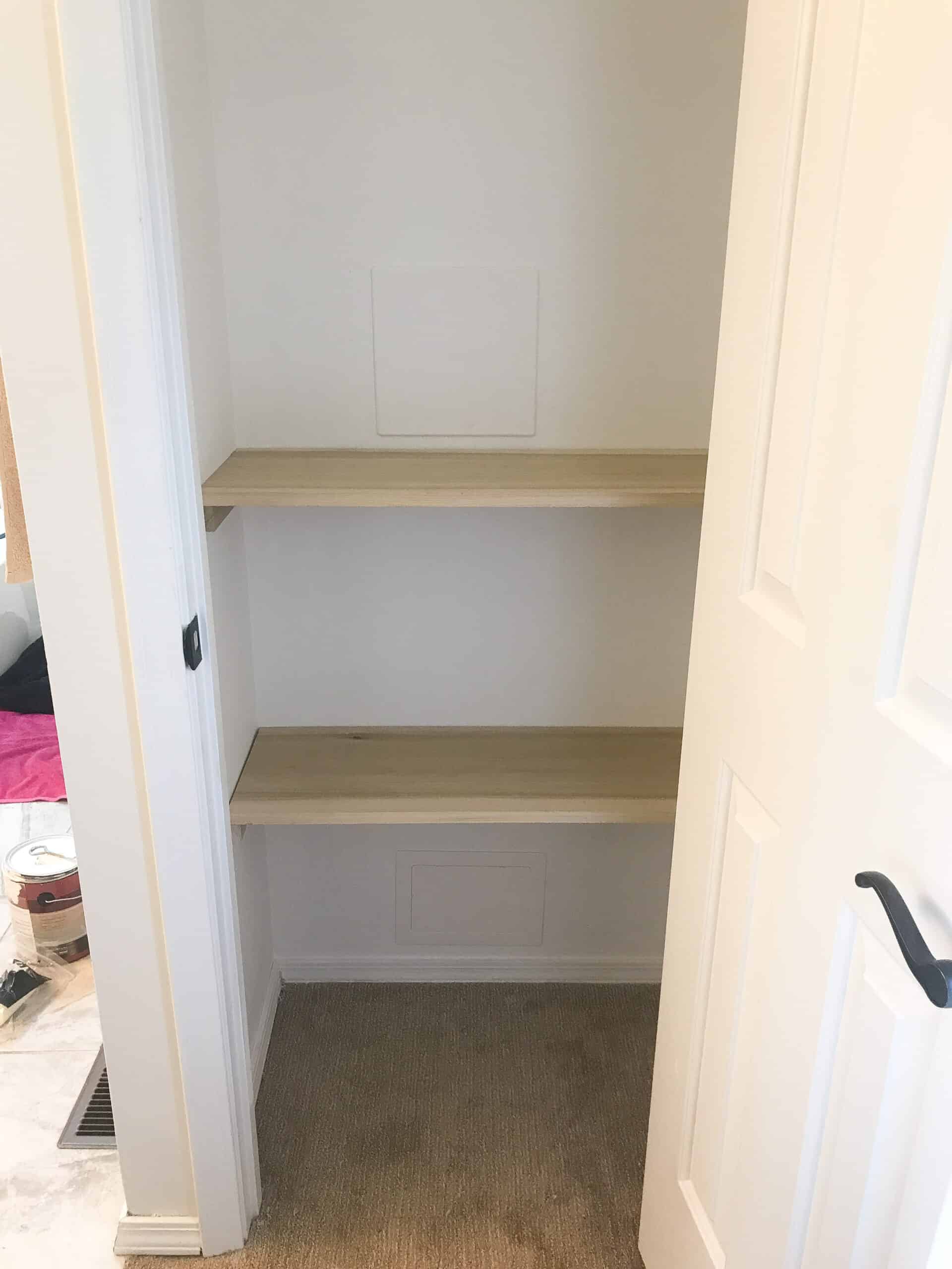 DIY Wood Closet Shelves