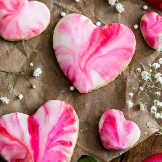 tie dye pink heart cookies for Valentines Day