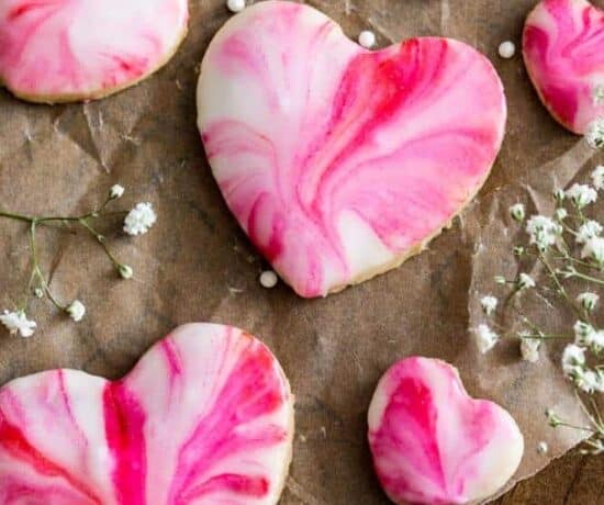 tie dye pink heart cookies for Valentines Day