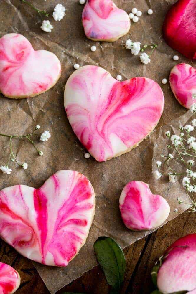 tie dye pink heart cookies for Valentines Day