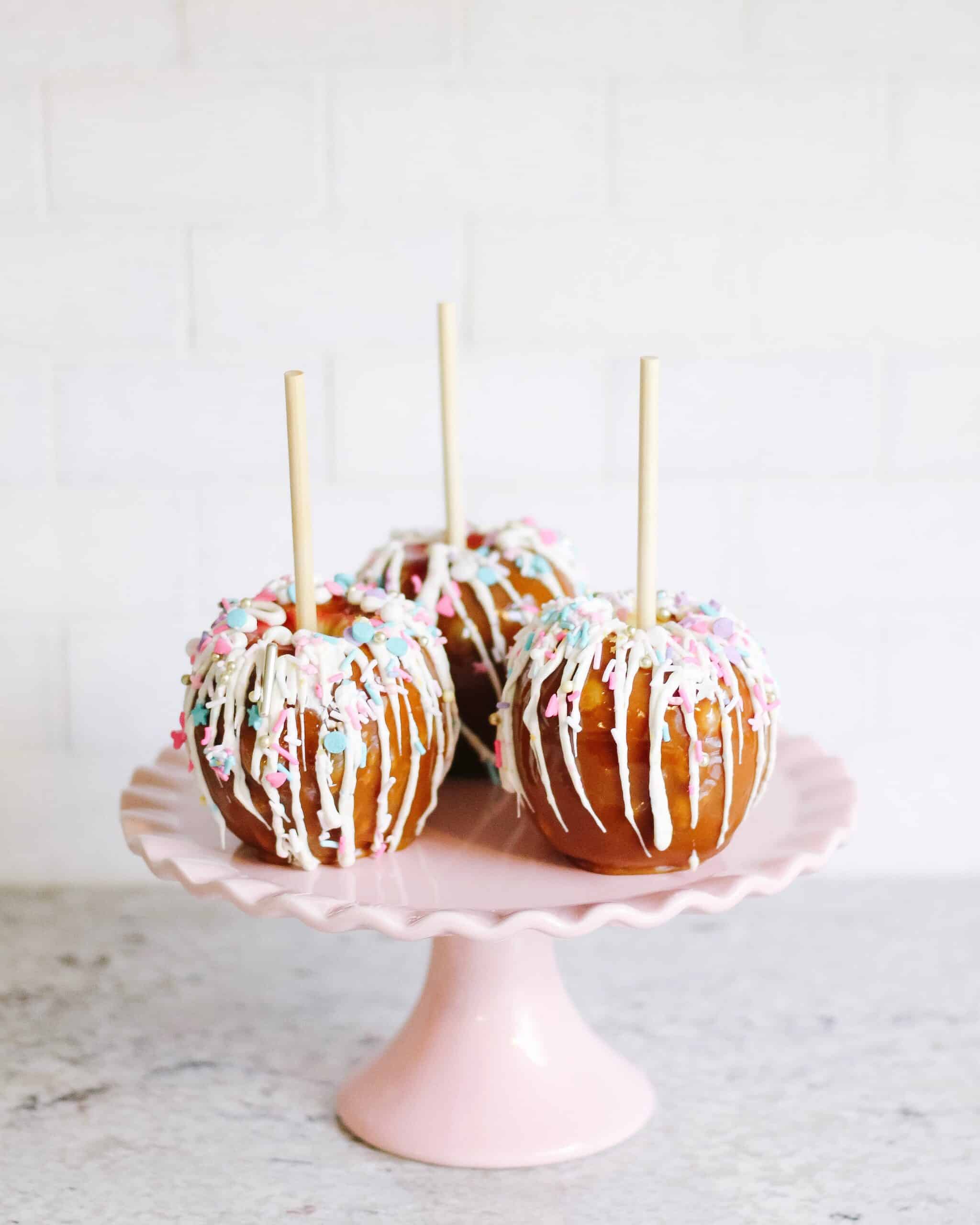 Colorful fun caramel apples