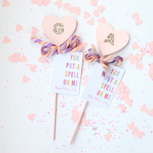 DIY heart wand with valentines