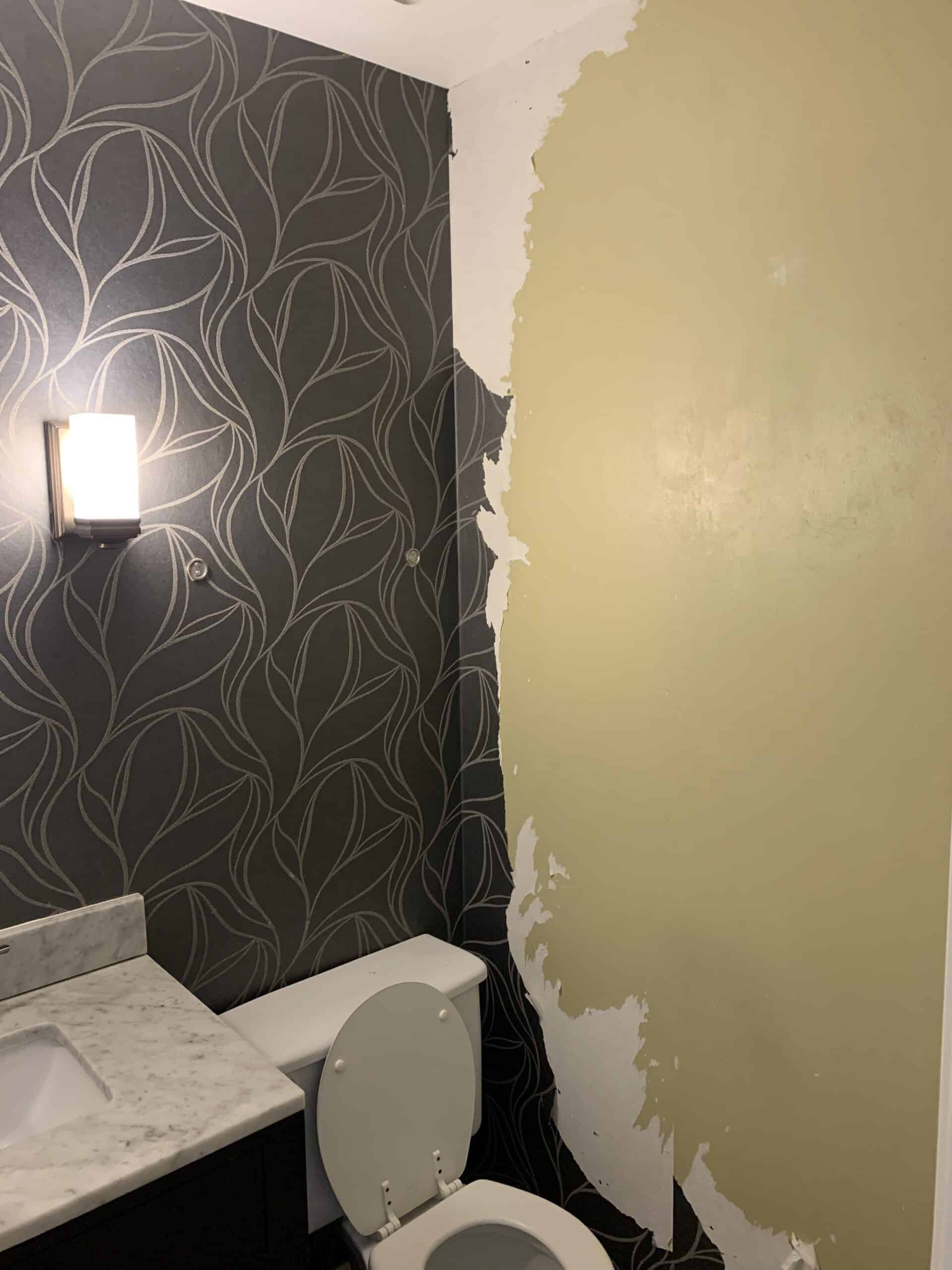 Removing wallpaper in powder room