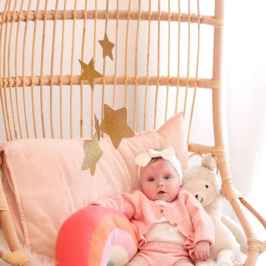 5 month old baby on Serena and Lilly hanging chair