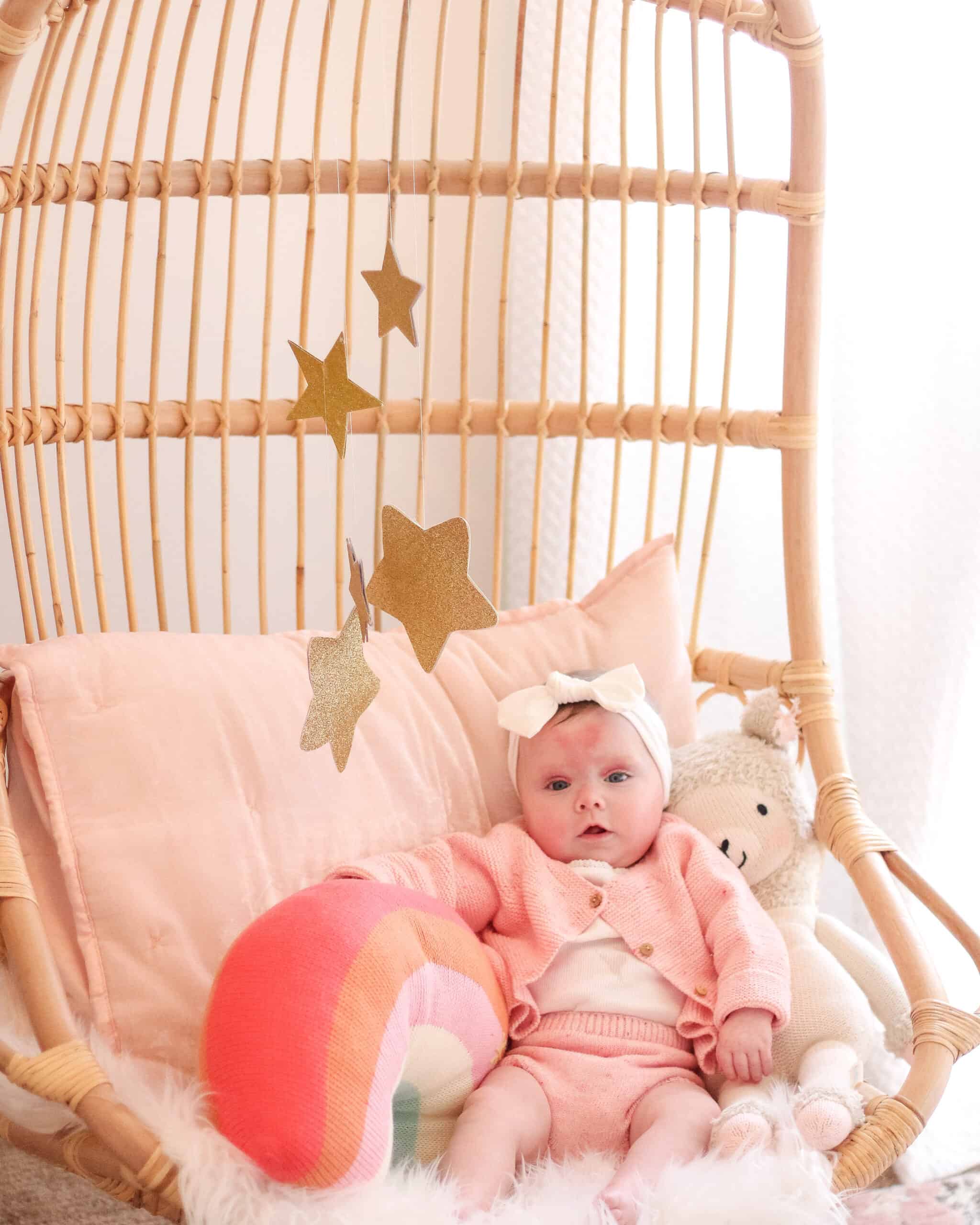 5 month old baby on Serena and Lilly hanging chair