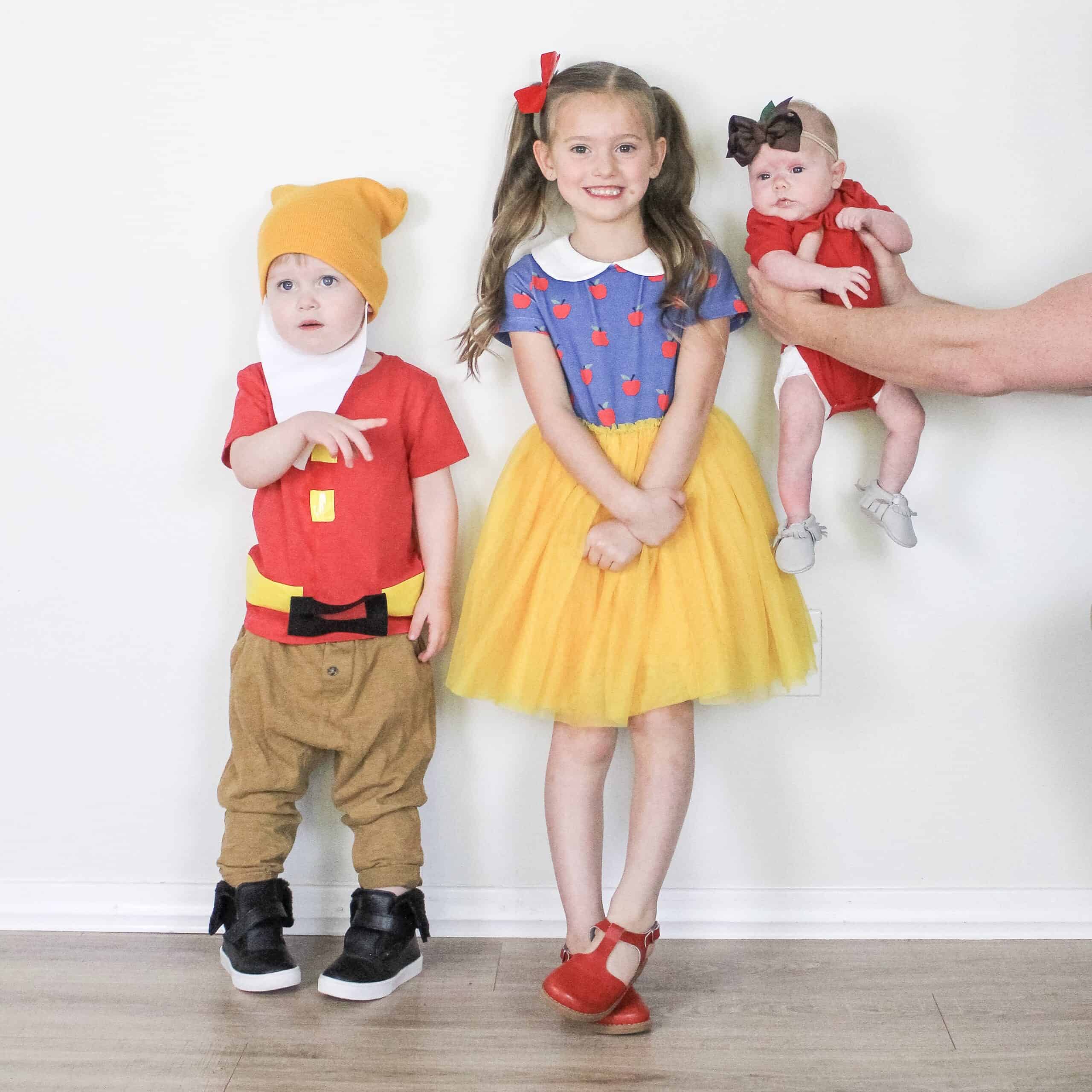 Snow White, a dwarf and apple costume 