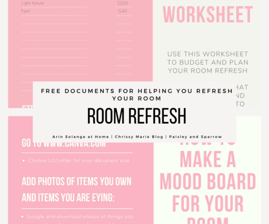 Room refresh challenge worksheets