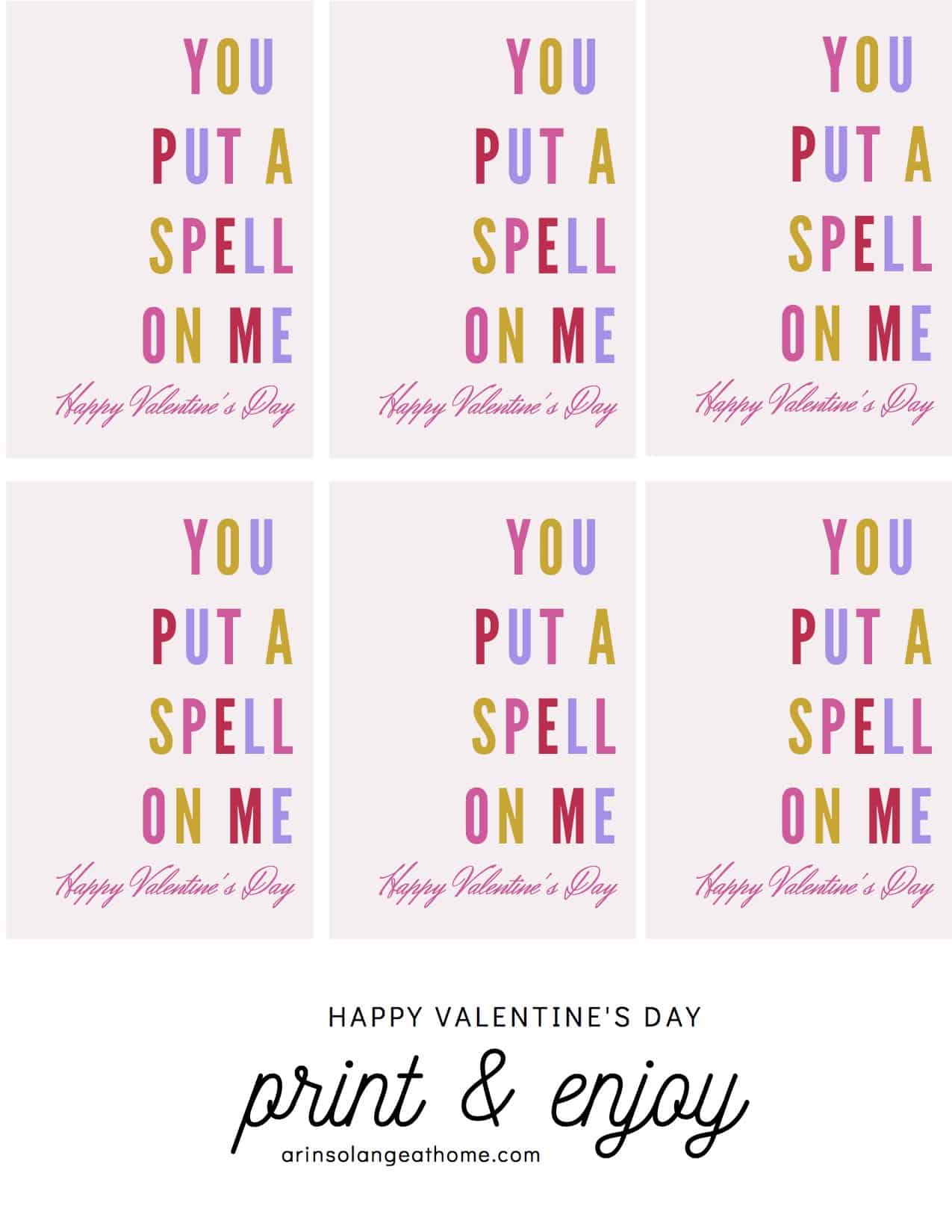 free printable you put a spell on me valentine