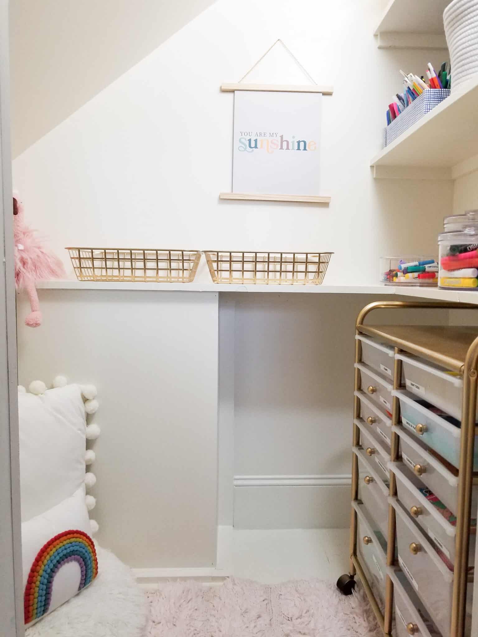 under stairs craft nook