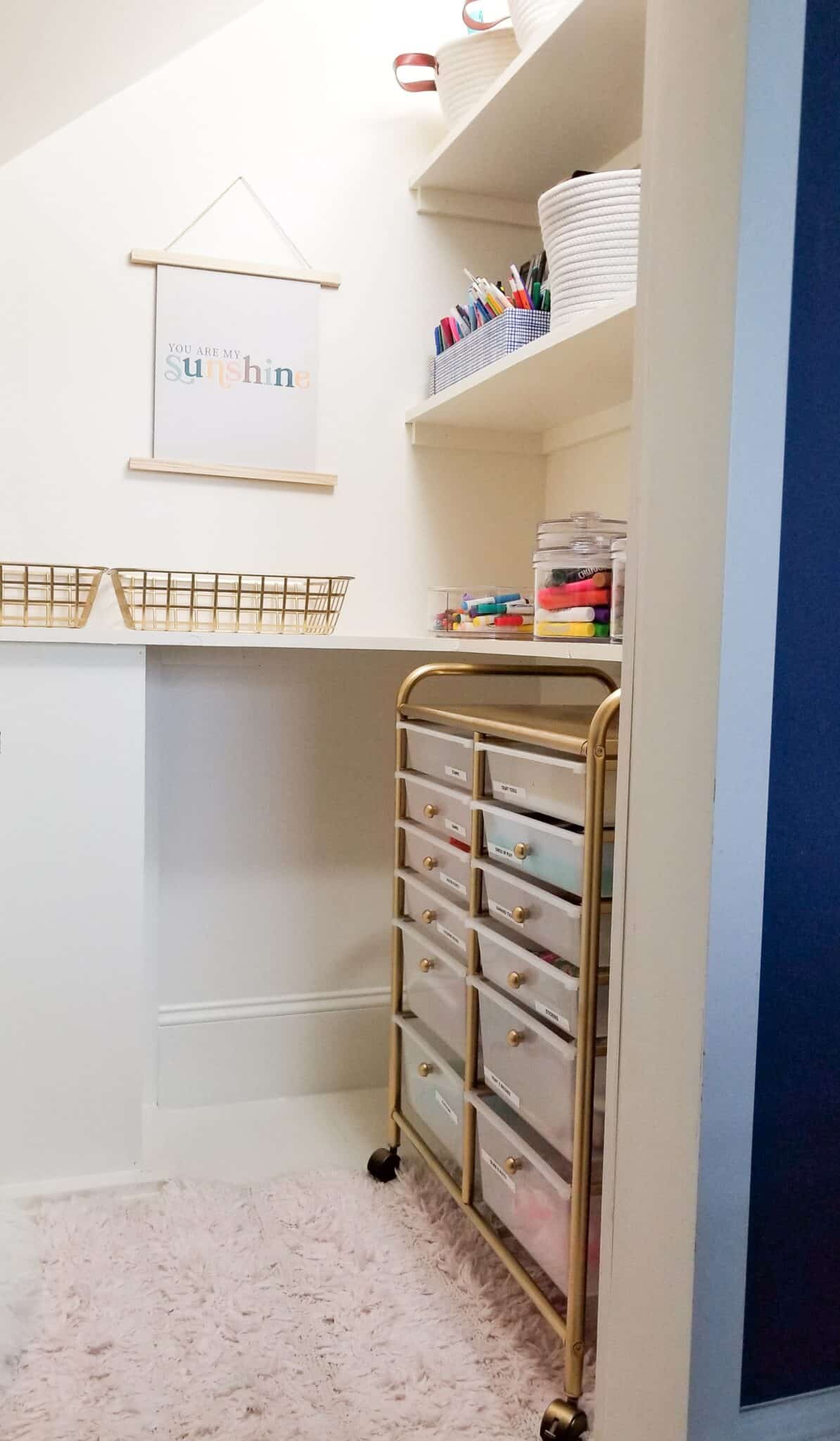 under stairs craft nook 