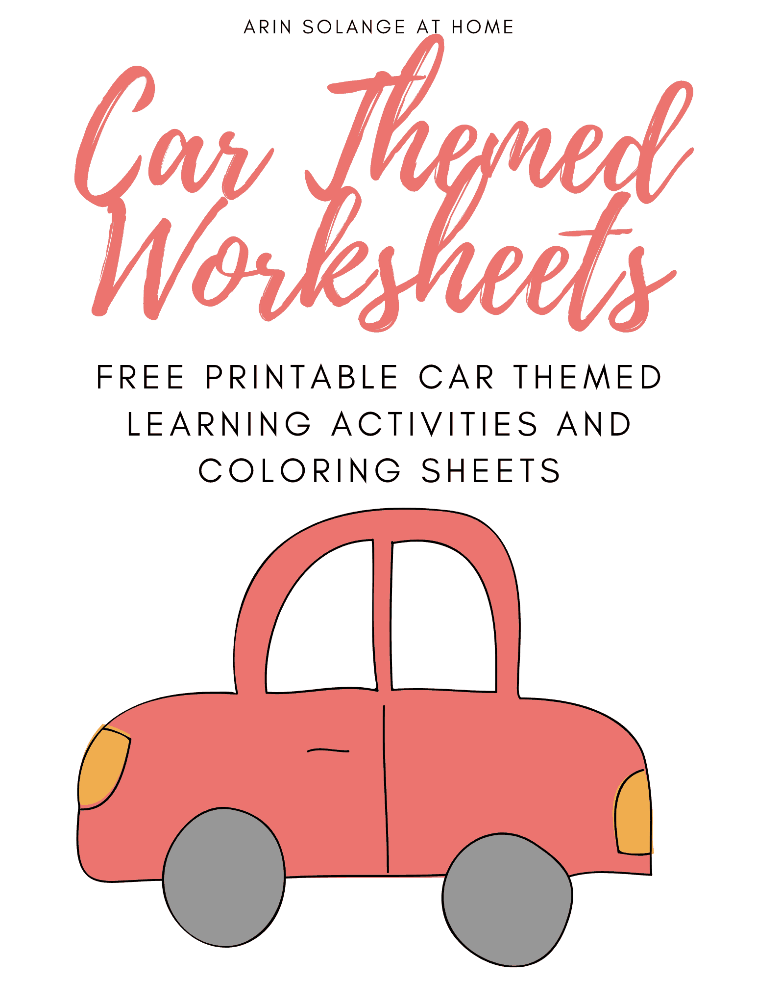 car themed free printable preschool worksheets 