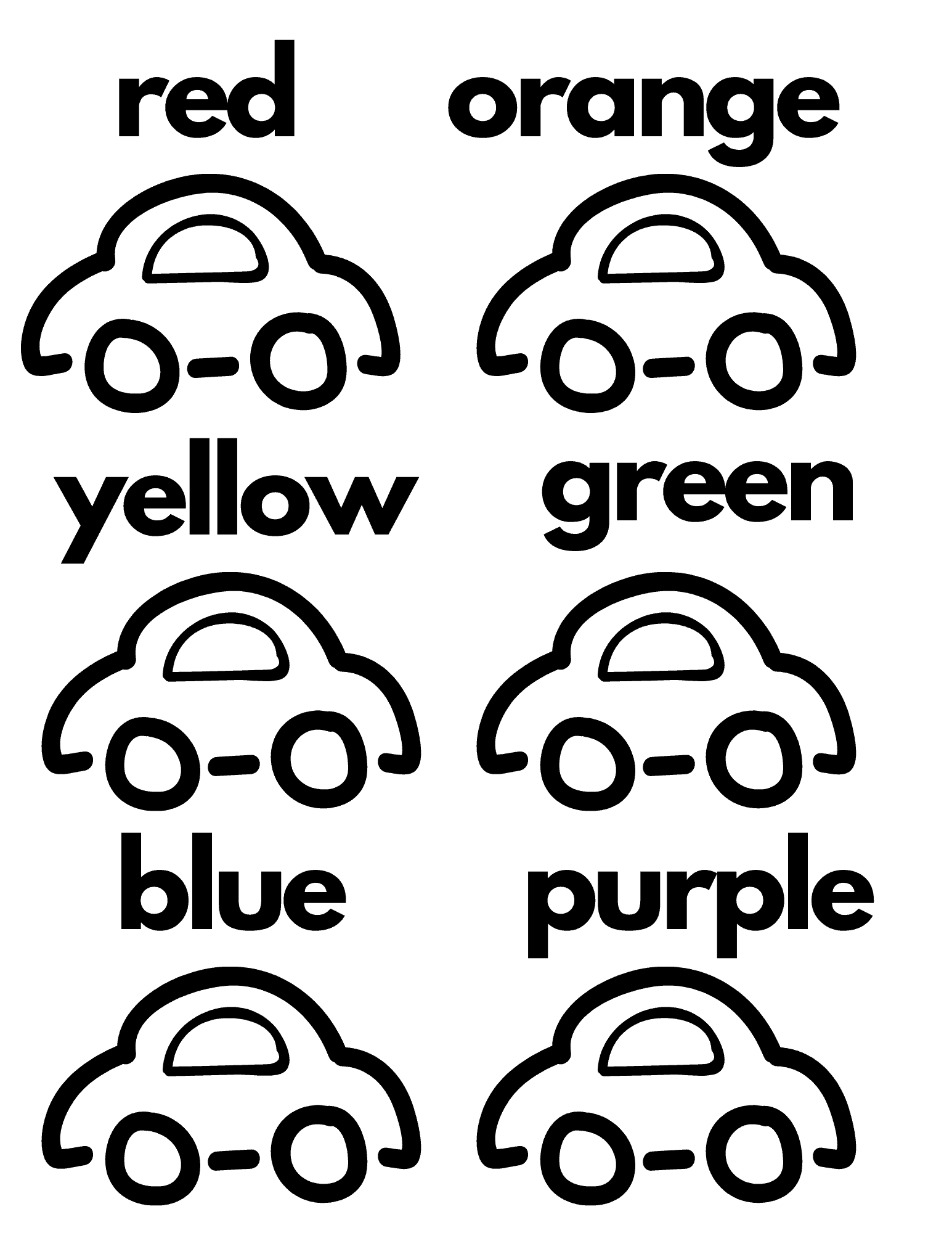 color practice free car worksheet