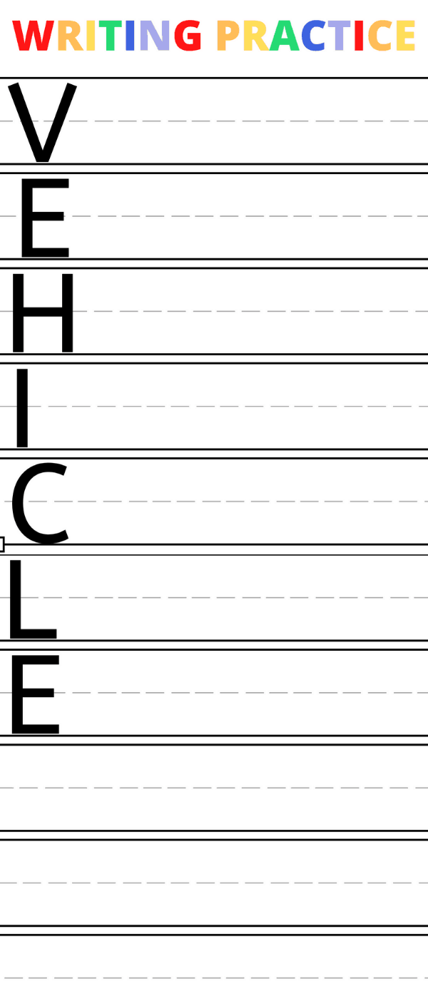 Preschool writing practice sheet