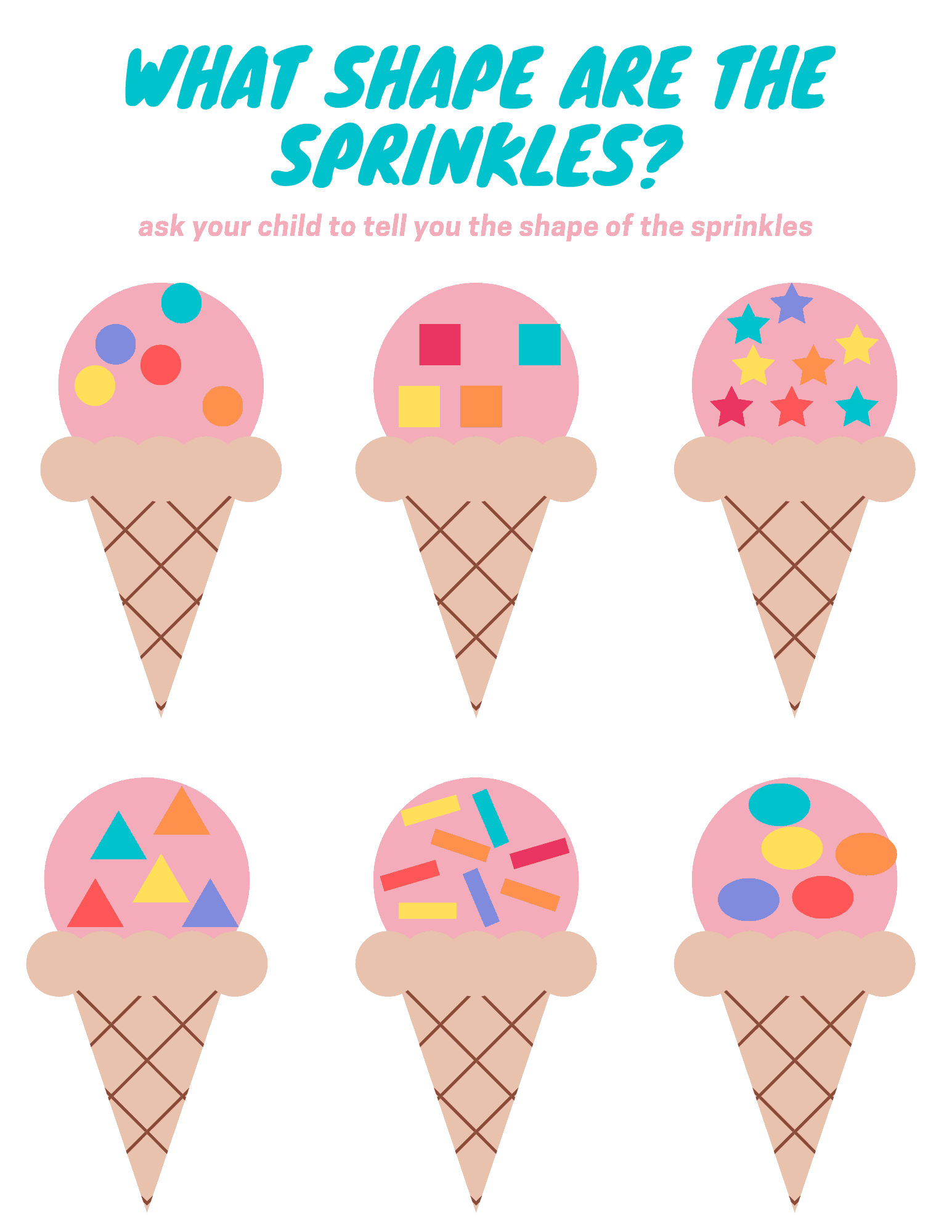 What shape are the sprinkles - shape recognition worksheet