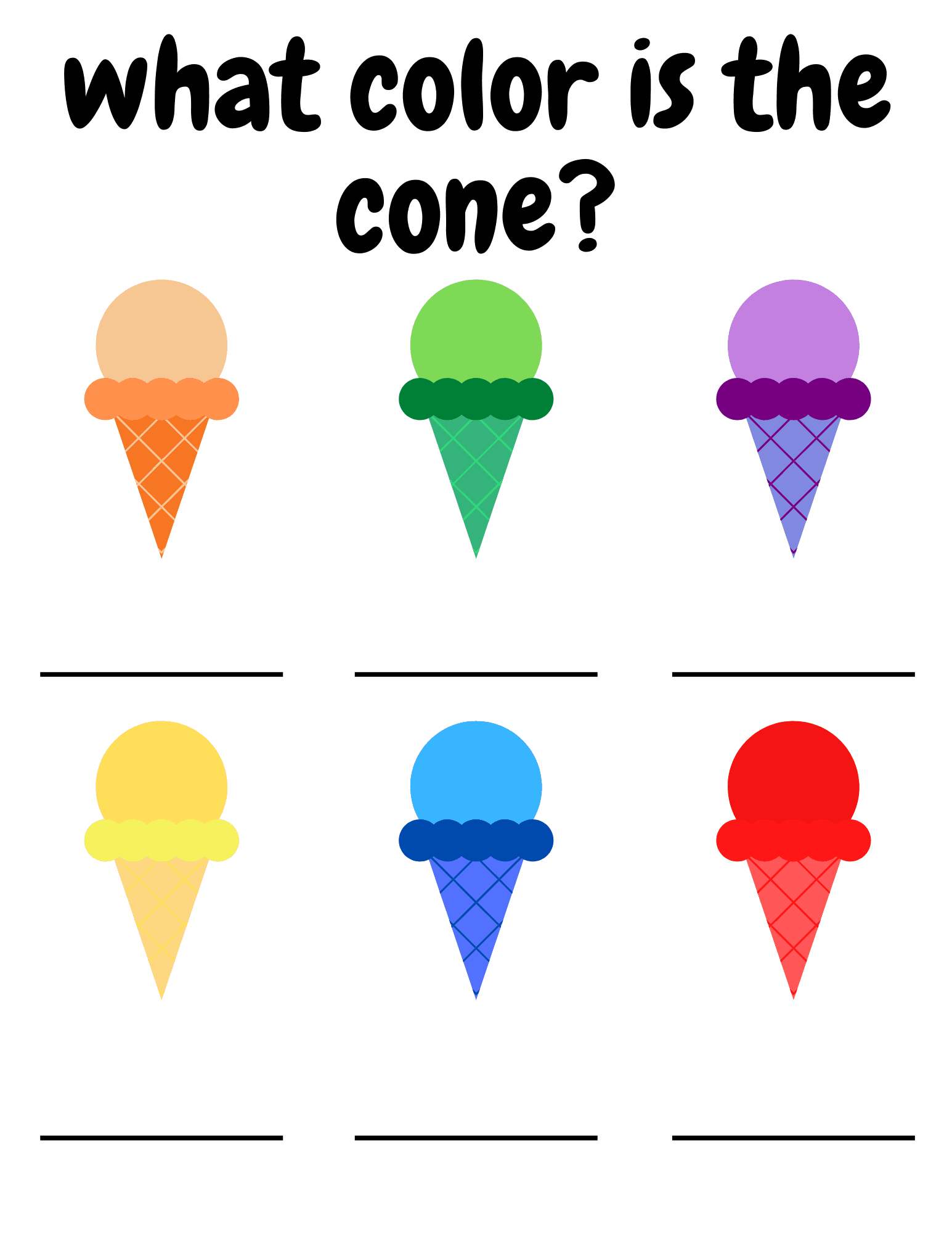 ice cream cone color recognition worksheet 