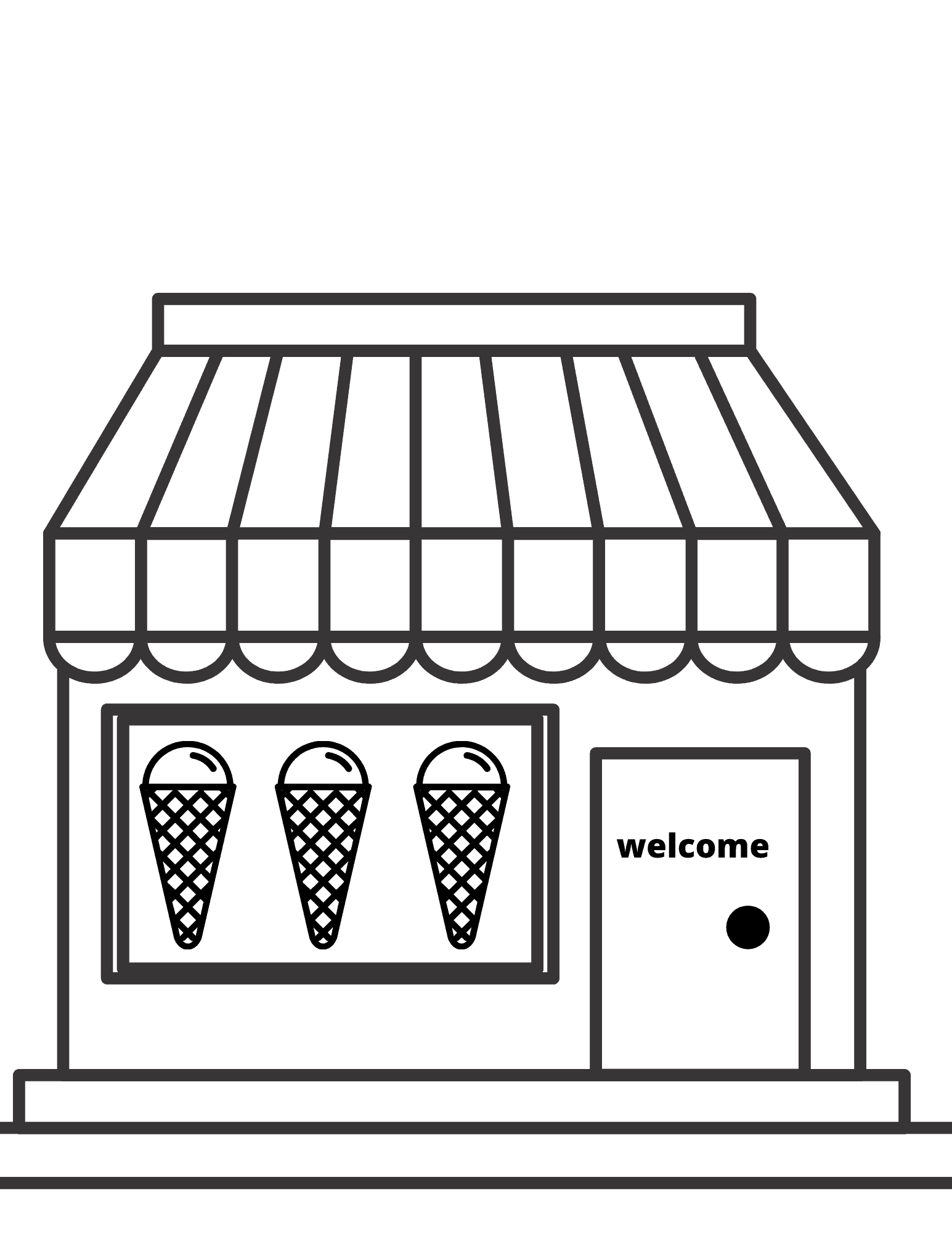 Ice Cream shop coloring page