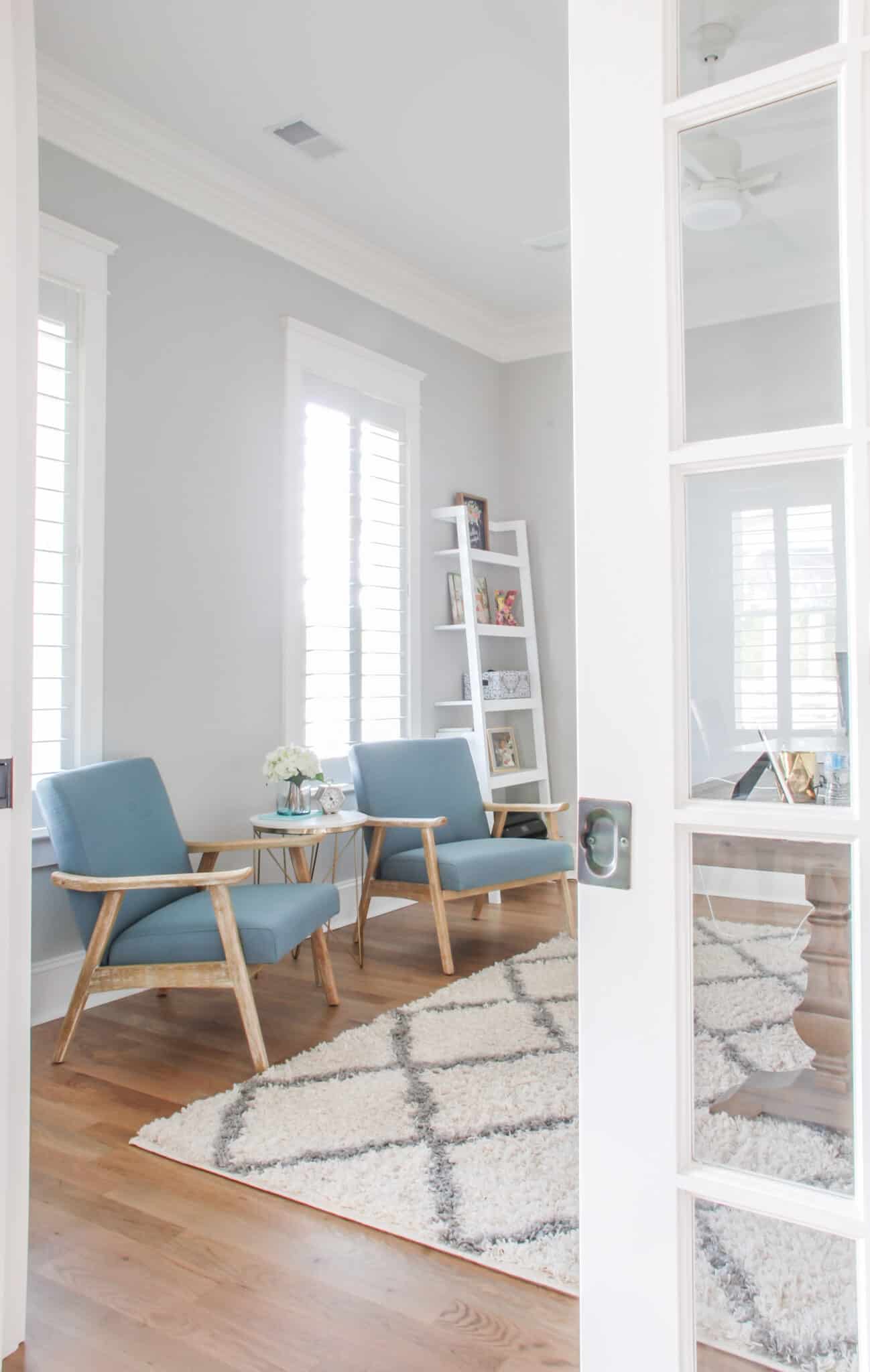 Blue chairs in playroom