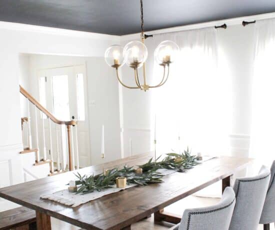 Dining room with black ceiling