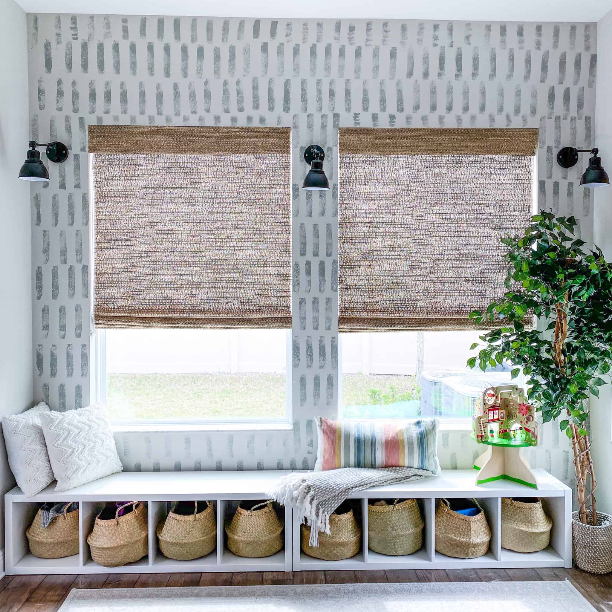 diy window seat in playroom