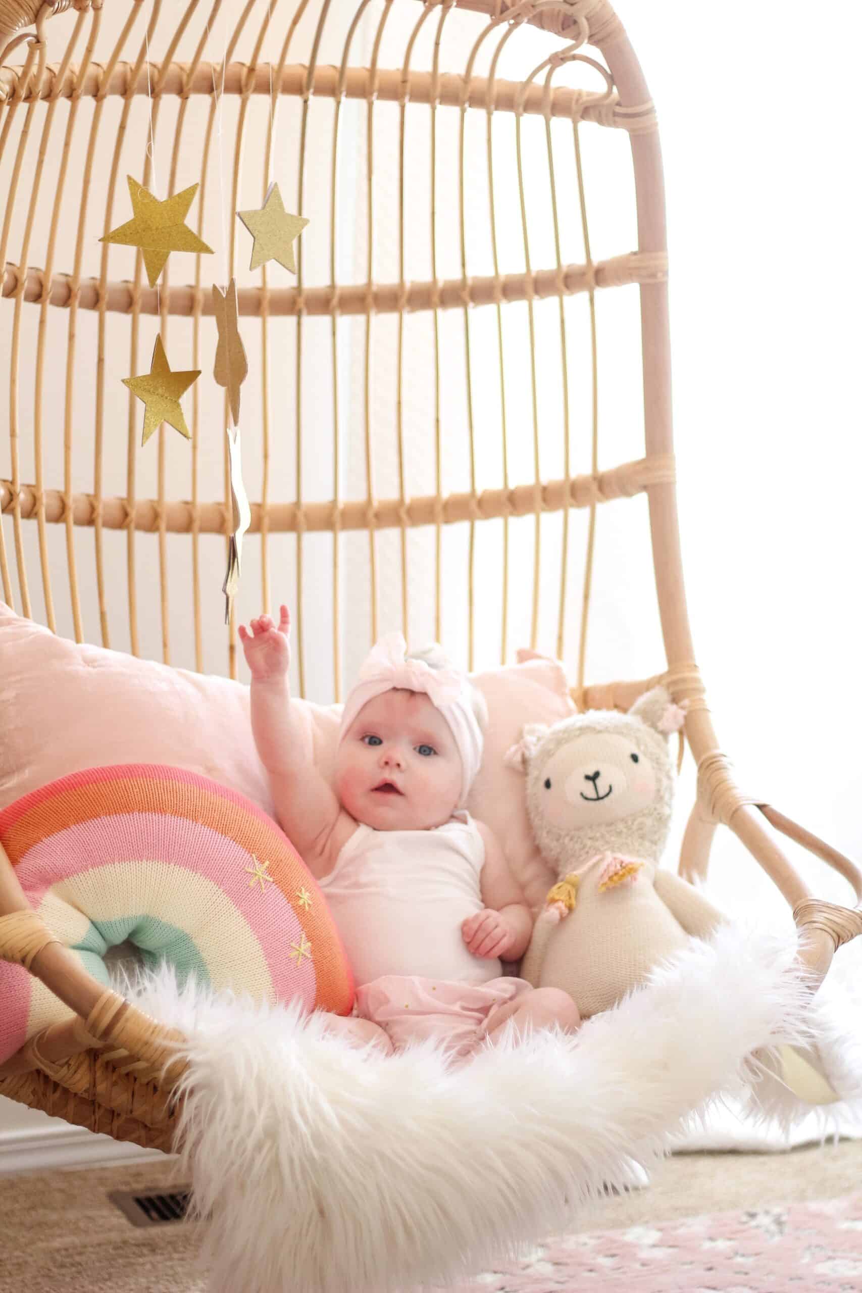 baby girl in Serena and lily chair