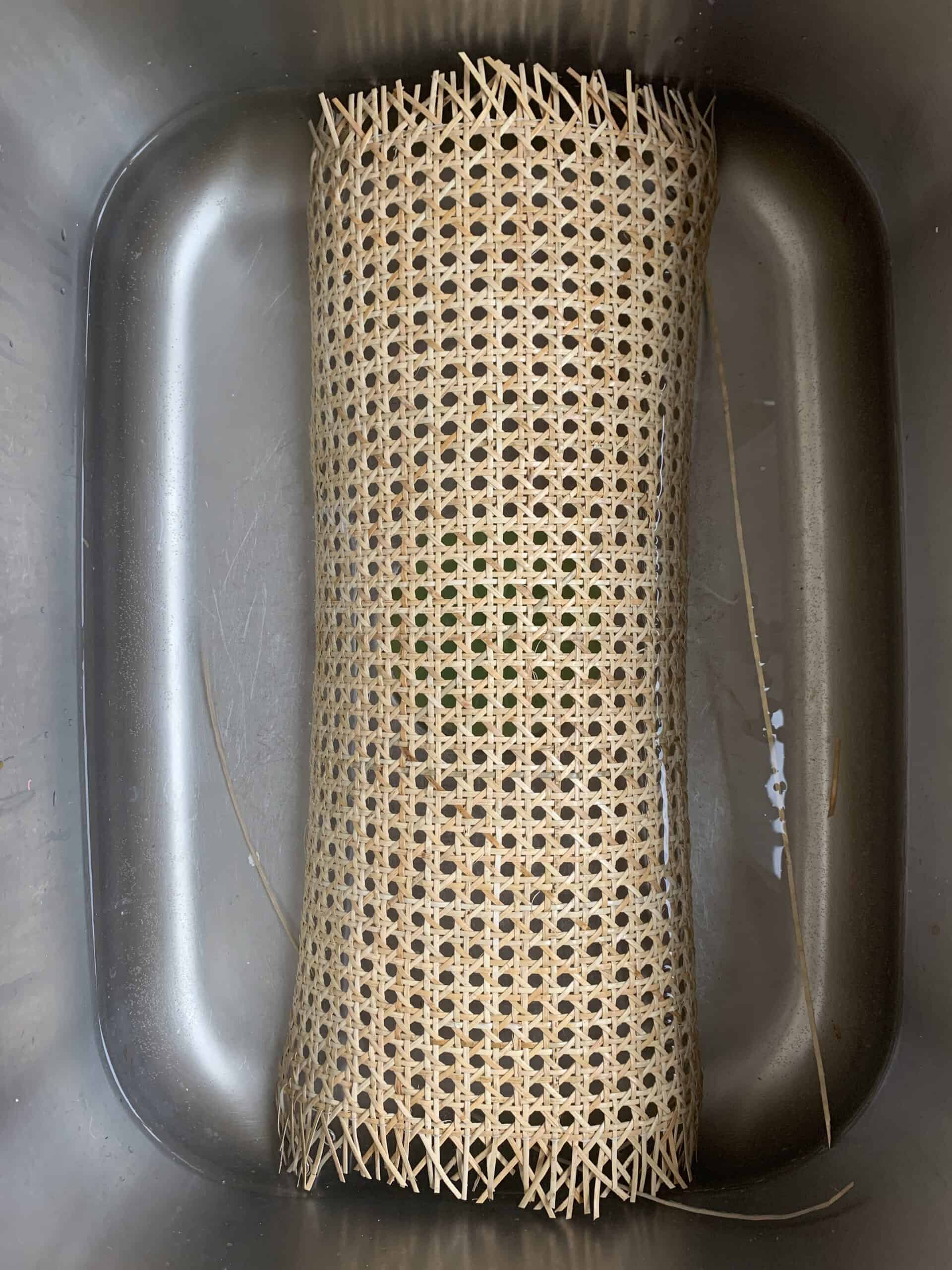 piece of cane mesh soaking