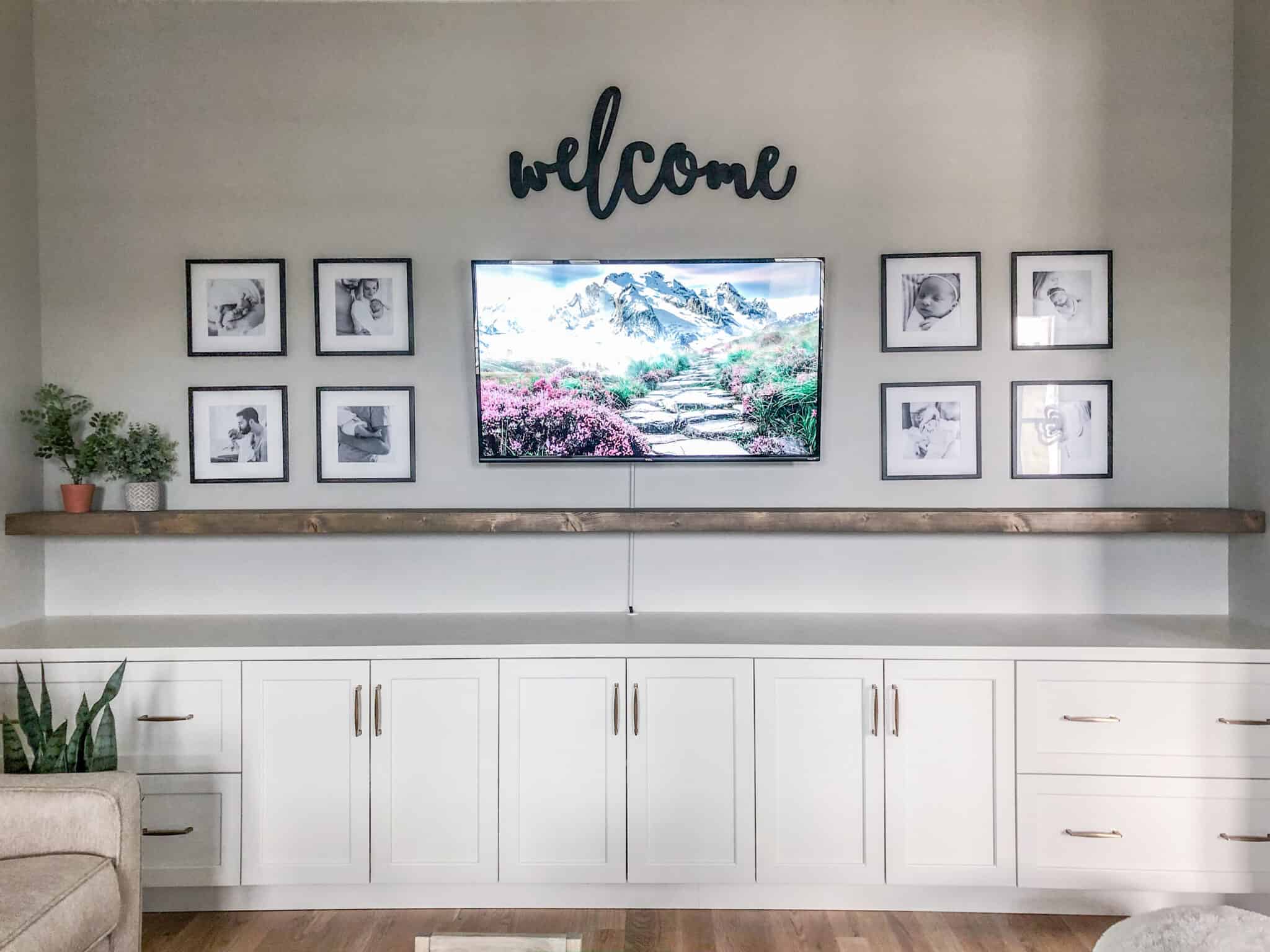 Built in shelving in playroom