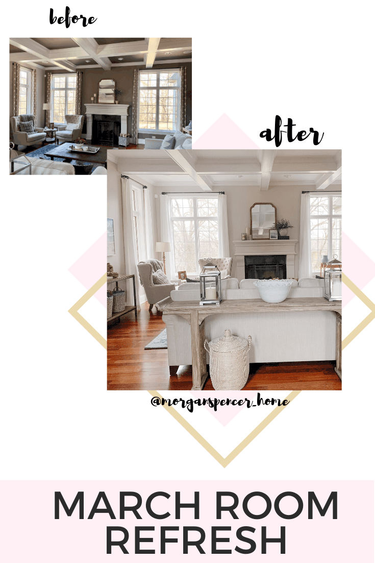 Living room with coffered ceiling 