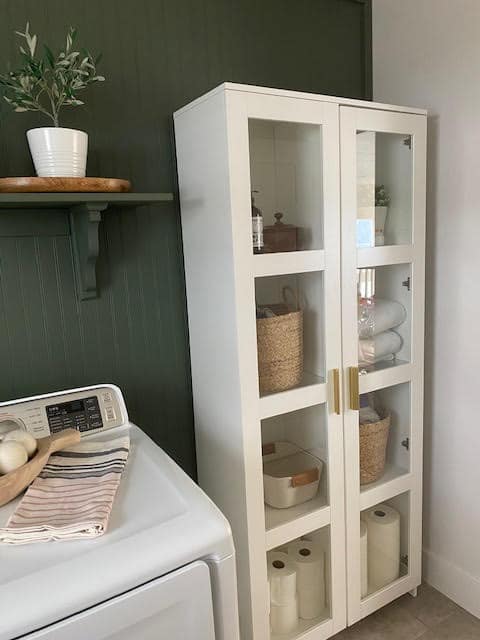 IKEA cabinet in laundry room