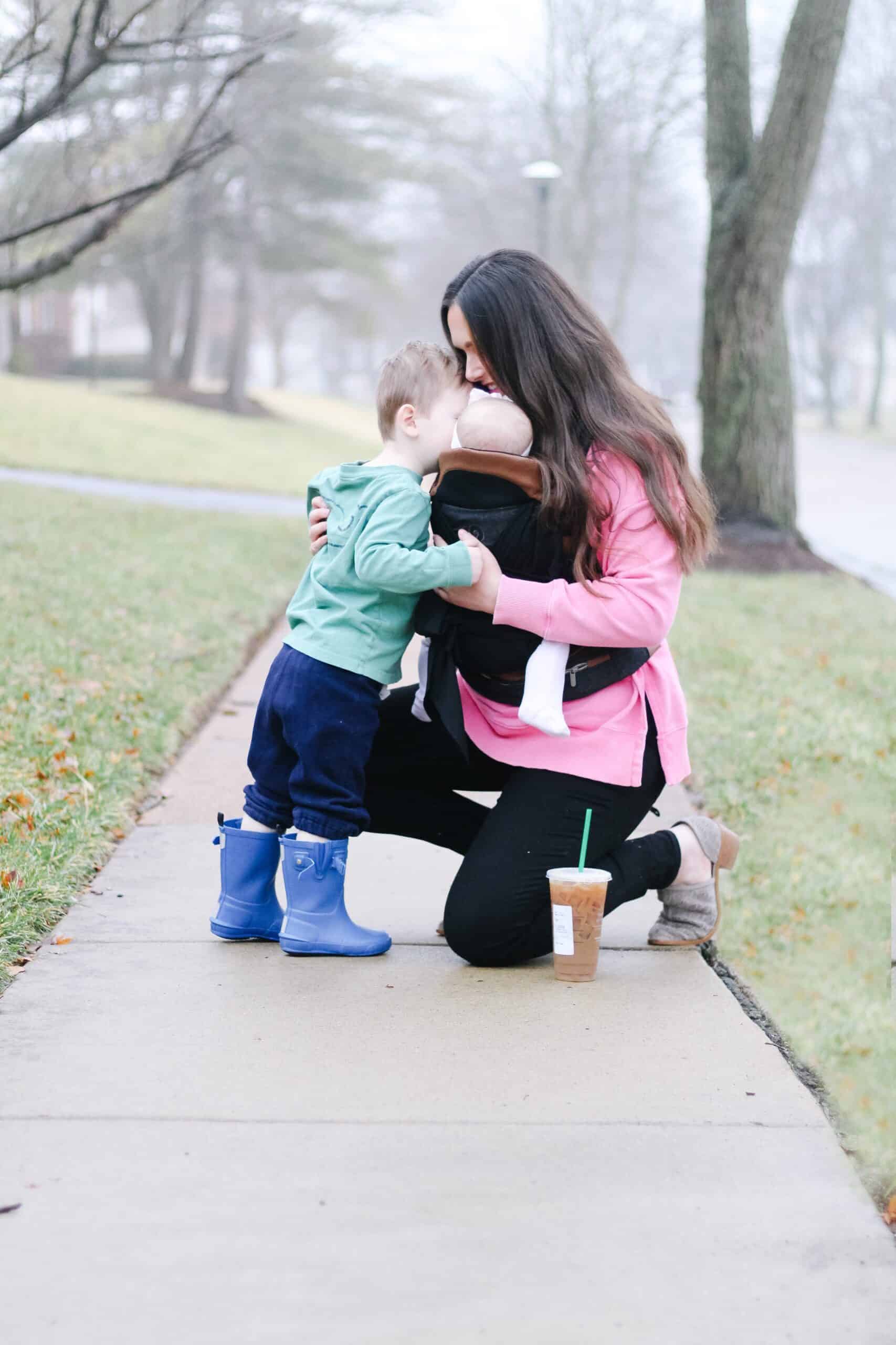 mom with toddler and baby 